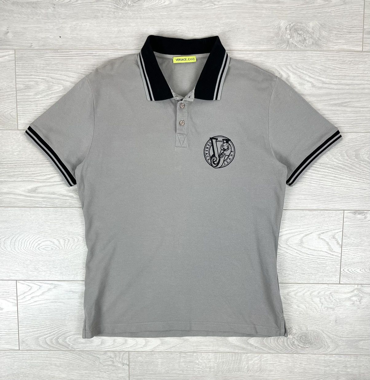 Versace Versace Jeans Grey Cotton Button Logo Polo Shirt Size US XL / EU 56 / 4 - 1 Thumbnail