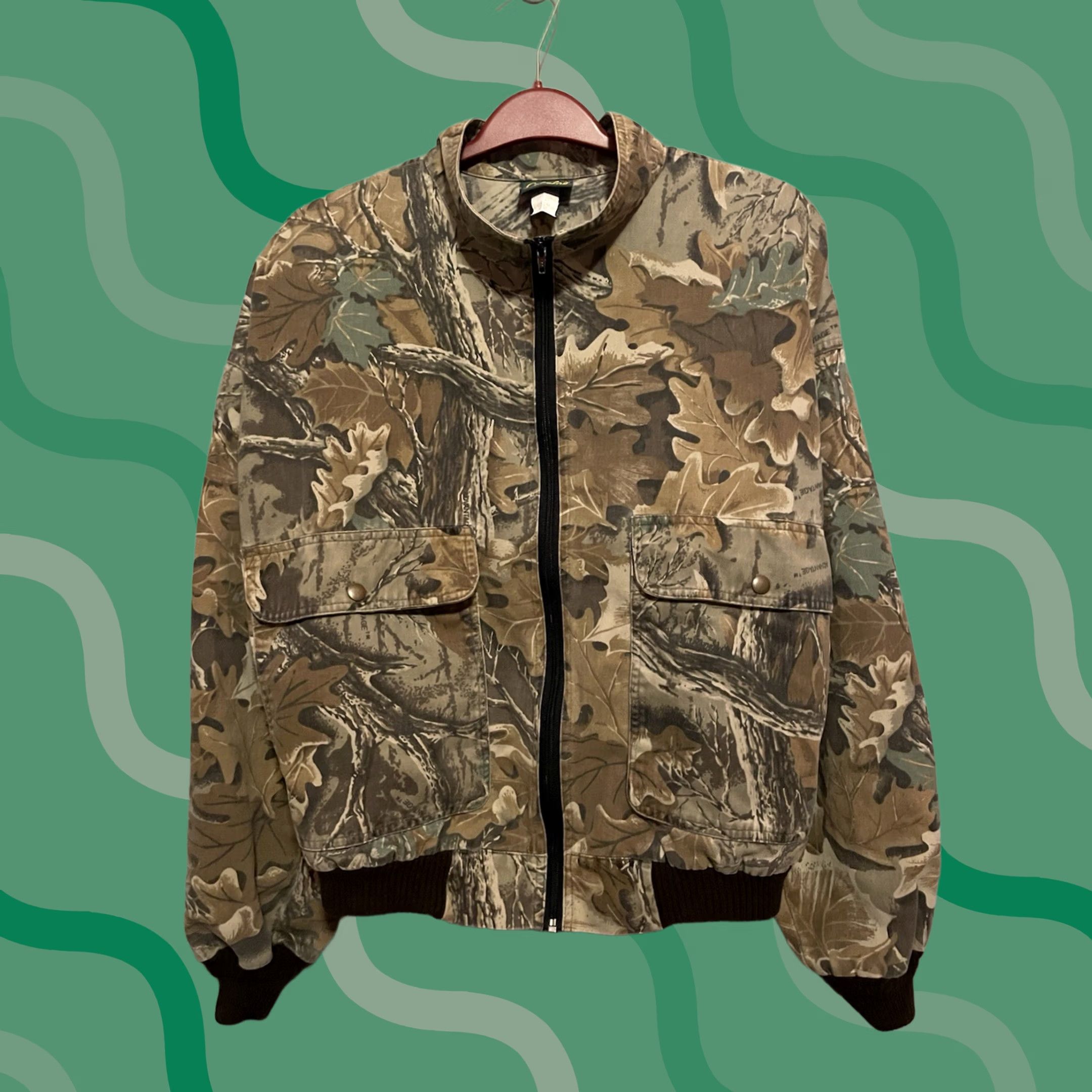 Vintage VINTAGE Cabela's Men’s Advantage Camo Full Zip Hunting Bomber Jacket L (B389) Size US L / EU 52-54 / 3 - 1 Thumbnail
