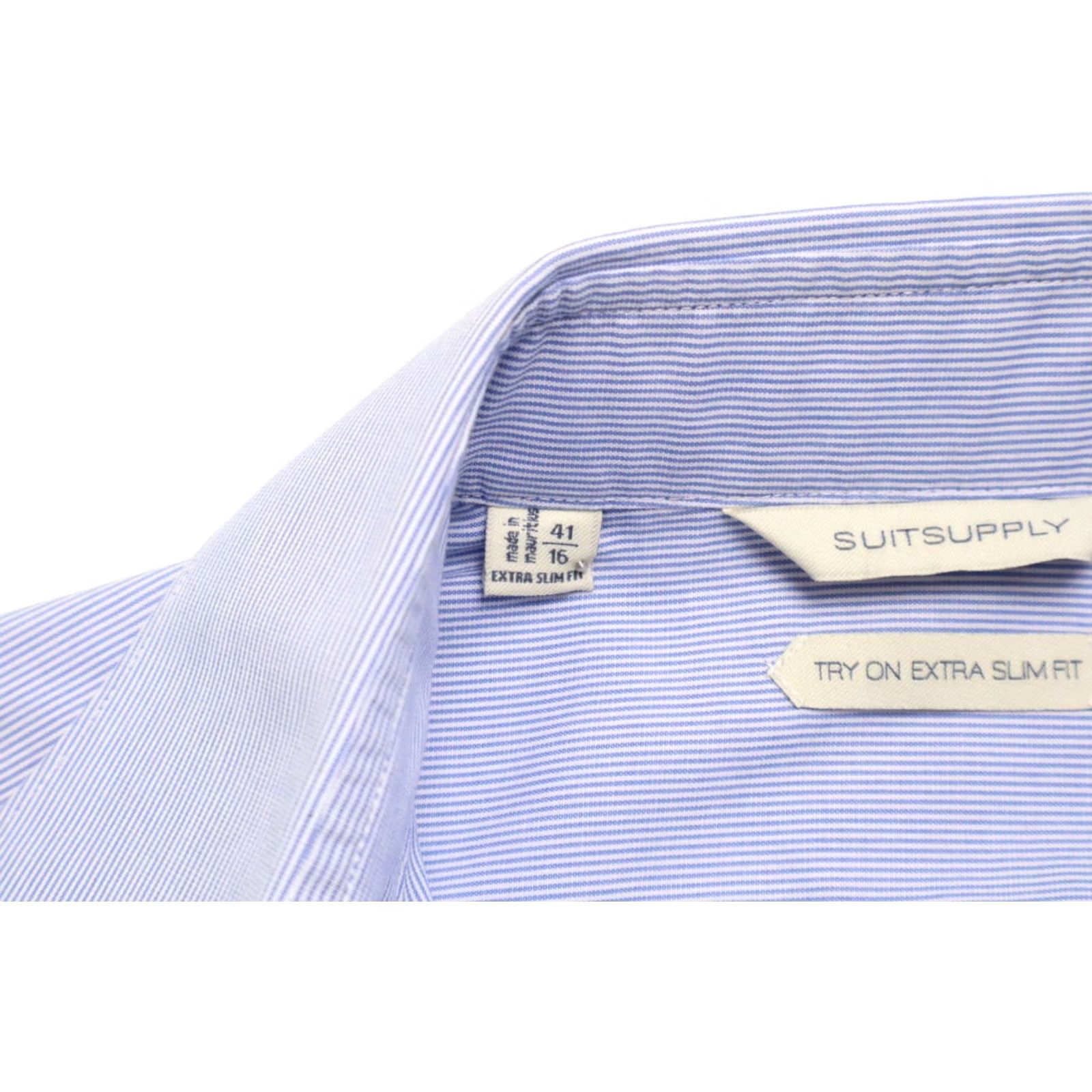 Suitsupply Suitsupply Try On Extra Slim Fit Formal Shirt Men's 41 / 16 Cutaway Pinstripe Shirt Adults Blue Pinstripe Formal Button-Up Size 42R - 7 Thumbnail