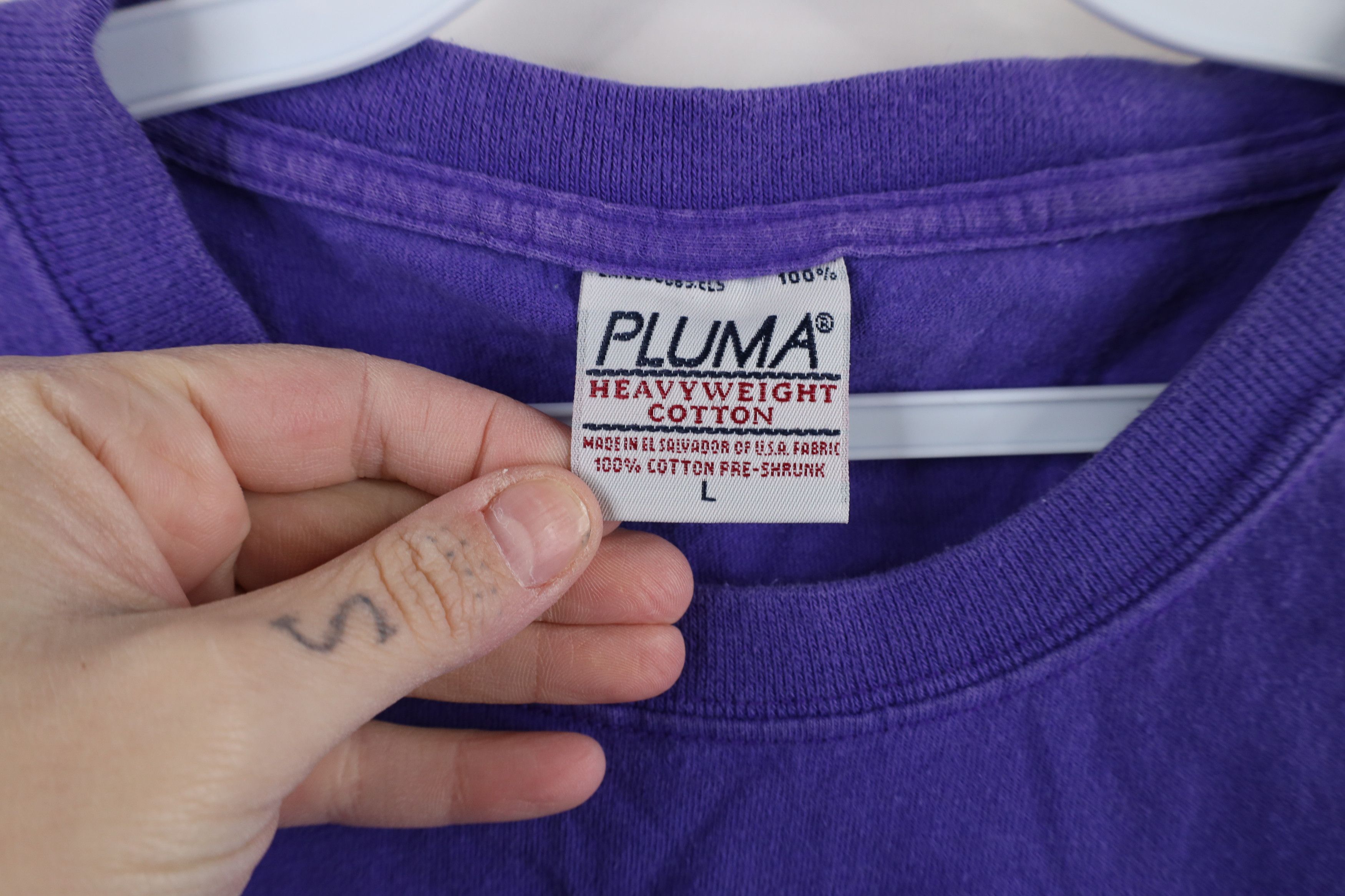 Vintage Vintage 90s Streetwear Heavyweight Cotton T-Shirt Purple Size US L / EU 52-54 / 3 - 4 Thumbnail