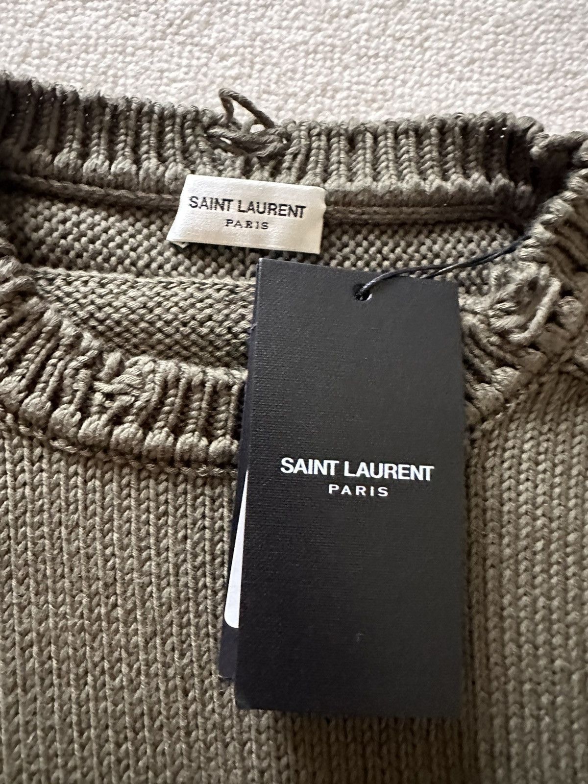 Saint Laurent Paris $990 FW21 Saint Laurent Green destroyed knit sweater L Size US L / EU 52-54 / 3 - 11 Thumbnail