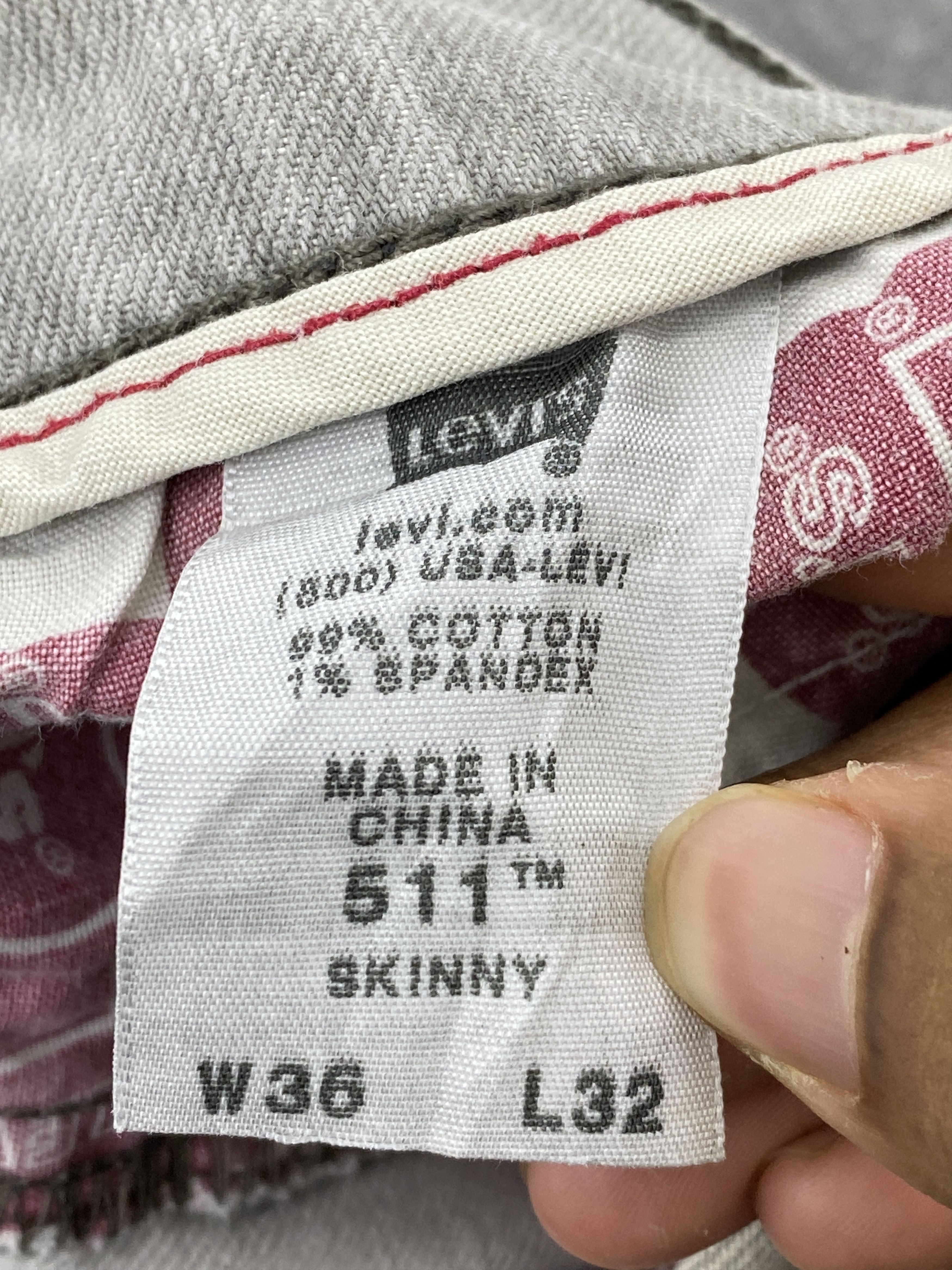 Levi's × Vintage Vintage Levis 511 Skinny Grey Jeans DP2342 Size US 34 / EU 50 - 7 Thumbnail