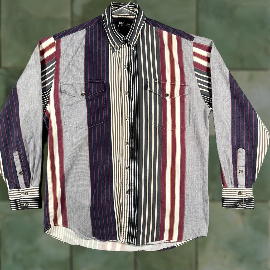 Roper VTG Roper Shirt Mens XL Button-Down Western Rodeo Blue Striped Long Sleeve Size US XL / EU 56 / 4 - 1 Thumbnail