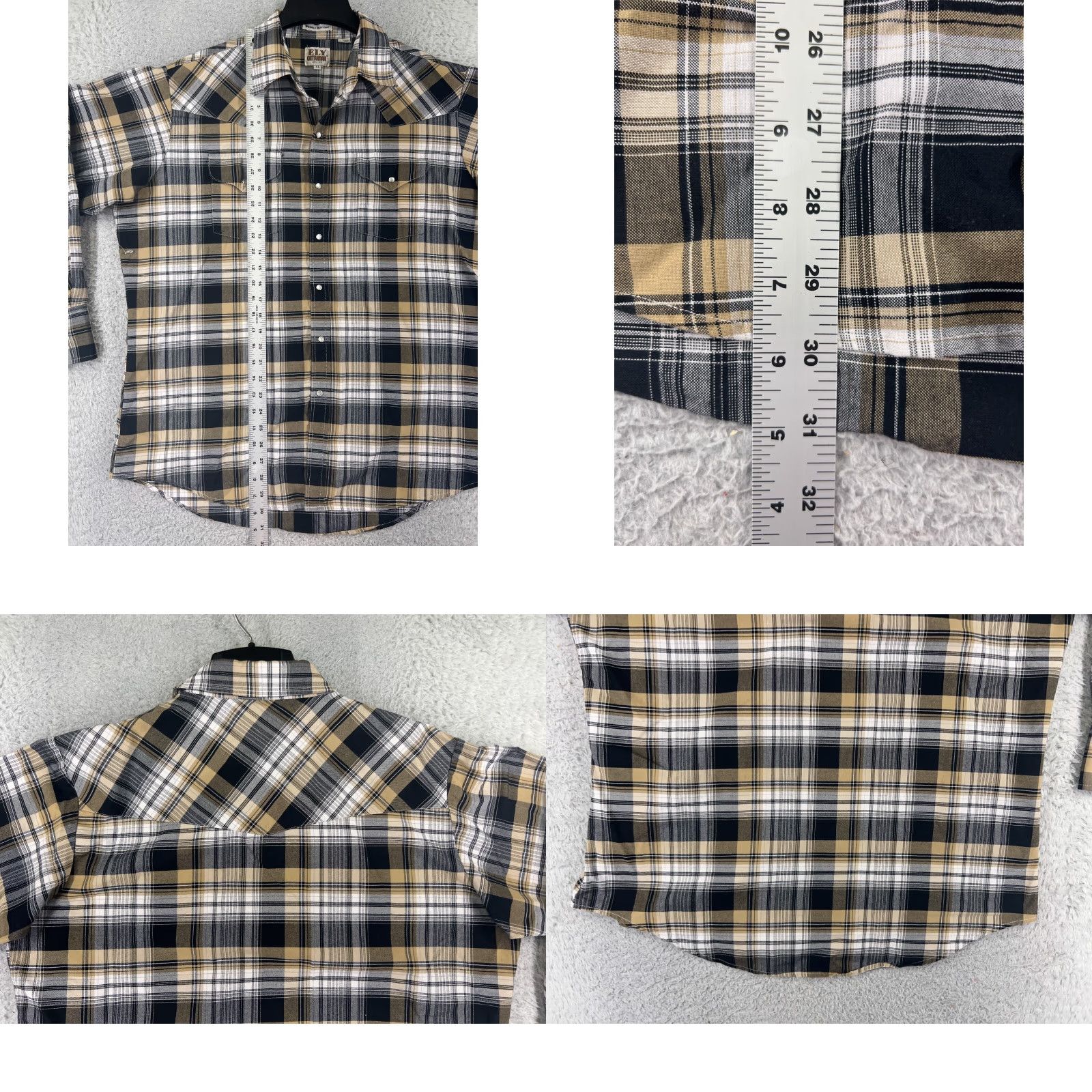 Vintage Ely Cattleman Shirt Mens XL Black Beige Plaid Pearl Snap Western Cotton Button-Up Cowboy Size US XL / EU 56 / 4 - 9 Thumbnail