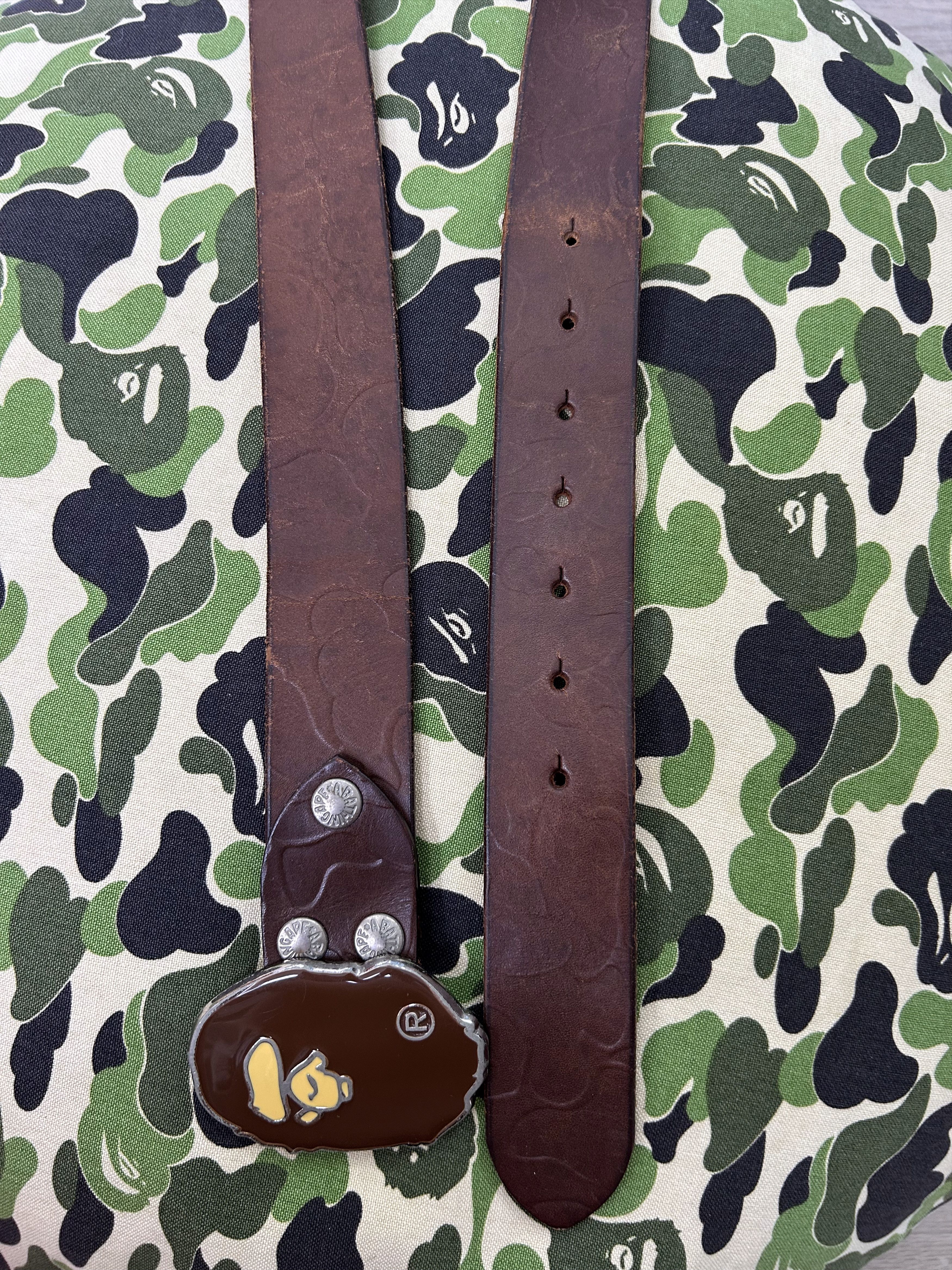 Bape APE HEAD buckle BAPE camo embossed leather belt [Size L] Size 40 - 7 Thumbnail