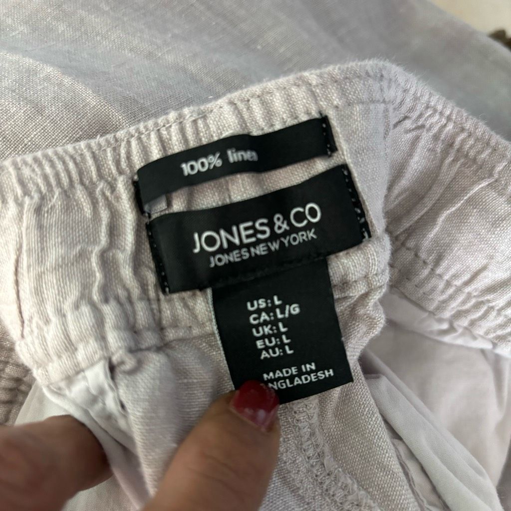 Jones New York Jones & Co Linen High-Rise Flat Front Drawstring Wide Leg Pa Size 34" / US 12 / IT 48 - 3 Thumbnail