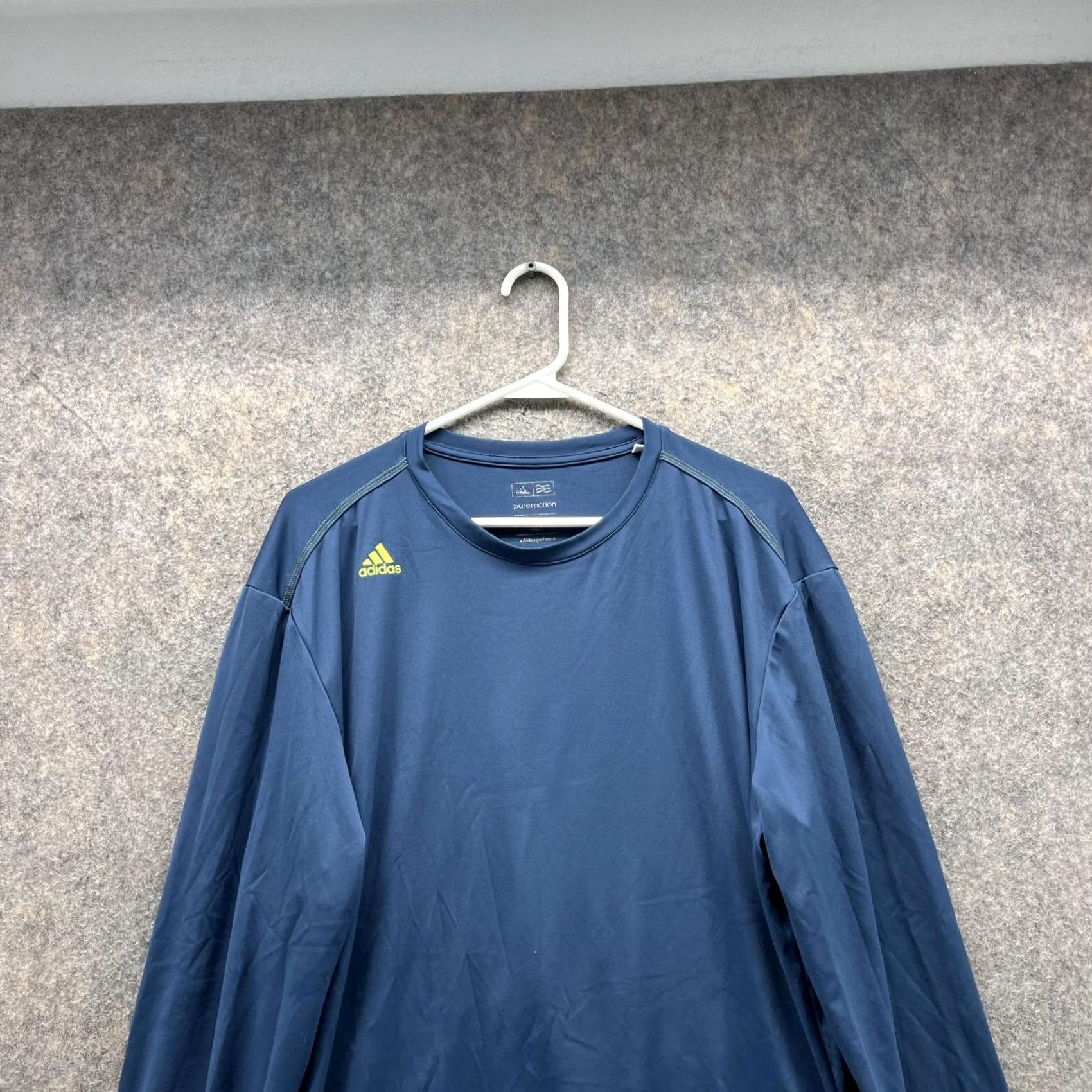 Adidas Adidas Shirt Men Medium Trefoil Blue Navy Pure Motion Polyester Crewneck Spandex Vintage No Size US M / EU 48-50 / 2 - 2 Thumbnail