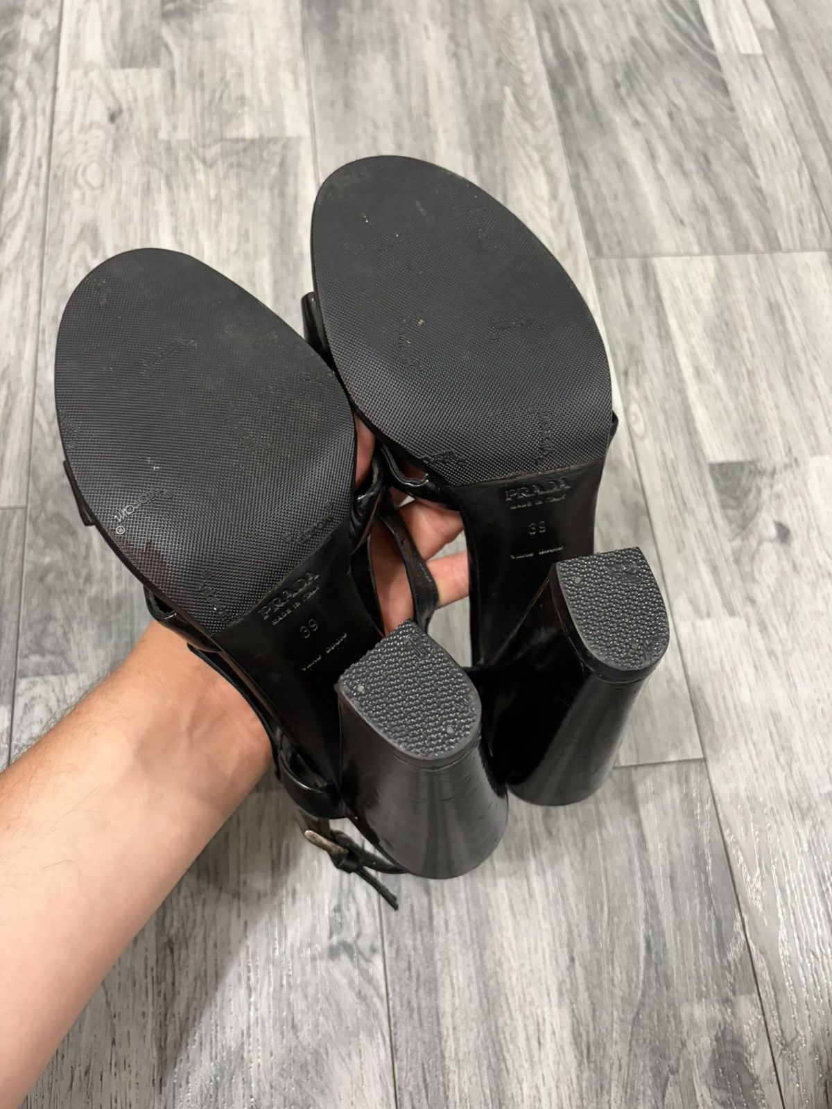 Prada Prada Black Patent Leather T-Strap Block Heels Size US 9 / IT 39 - 6 Thumbnail