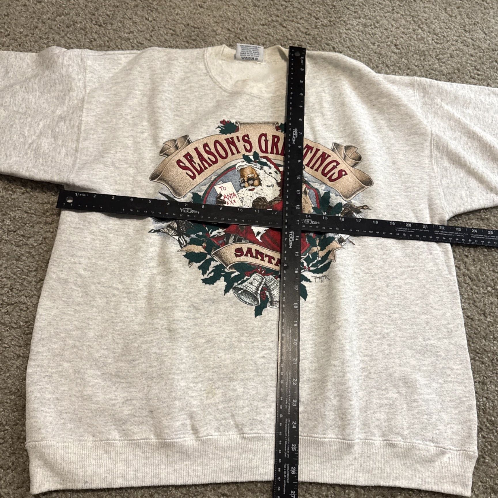 Vintage VINTAGE 90s Santa Claus Christmas Holiday Season’s Greetings Crewneck Sweatshirt XL Gray Men Size US XL / EU 56 / 4 - 4 Thumbnail