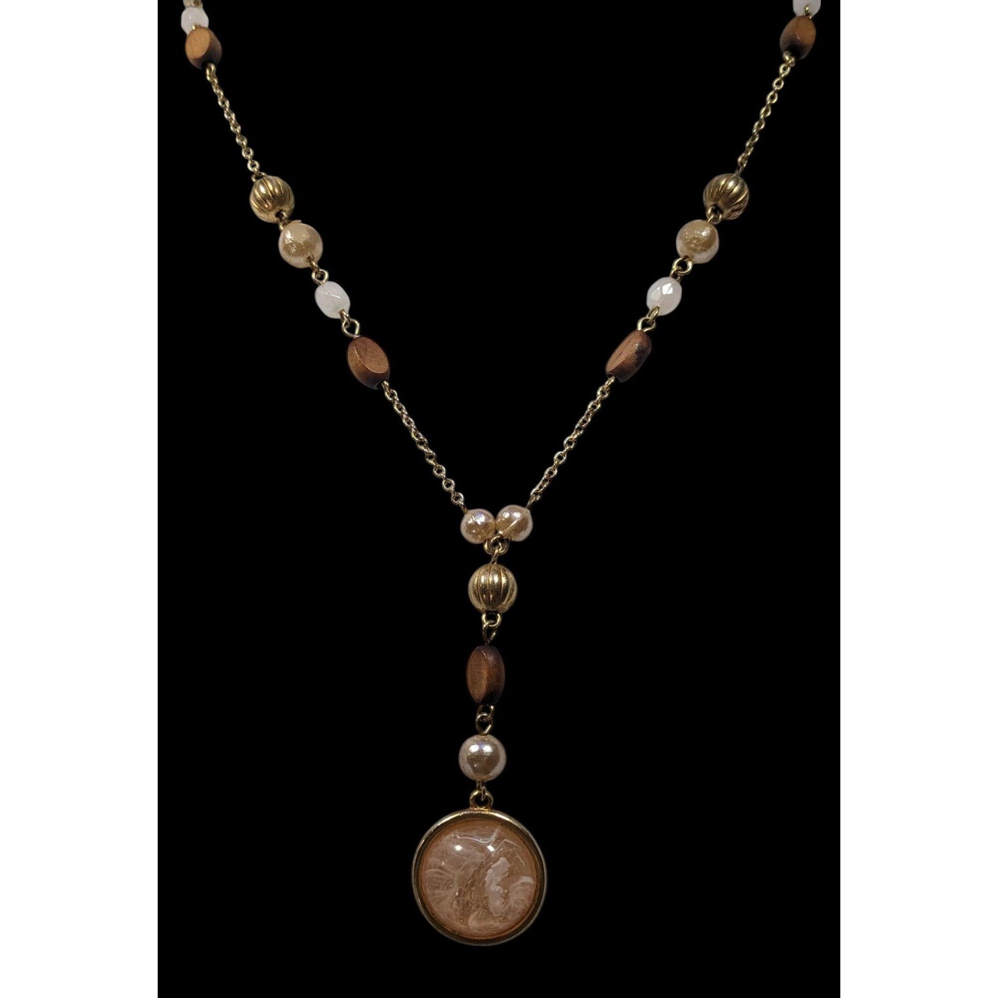 Other New York & Company Gold Tone Beaded Y Pendant Necklace Size ONE SIZE - 3 Thumbnail