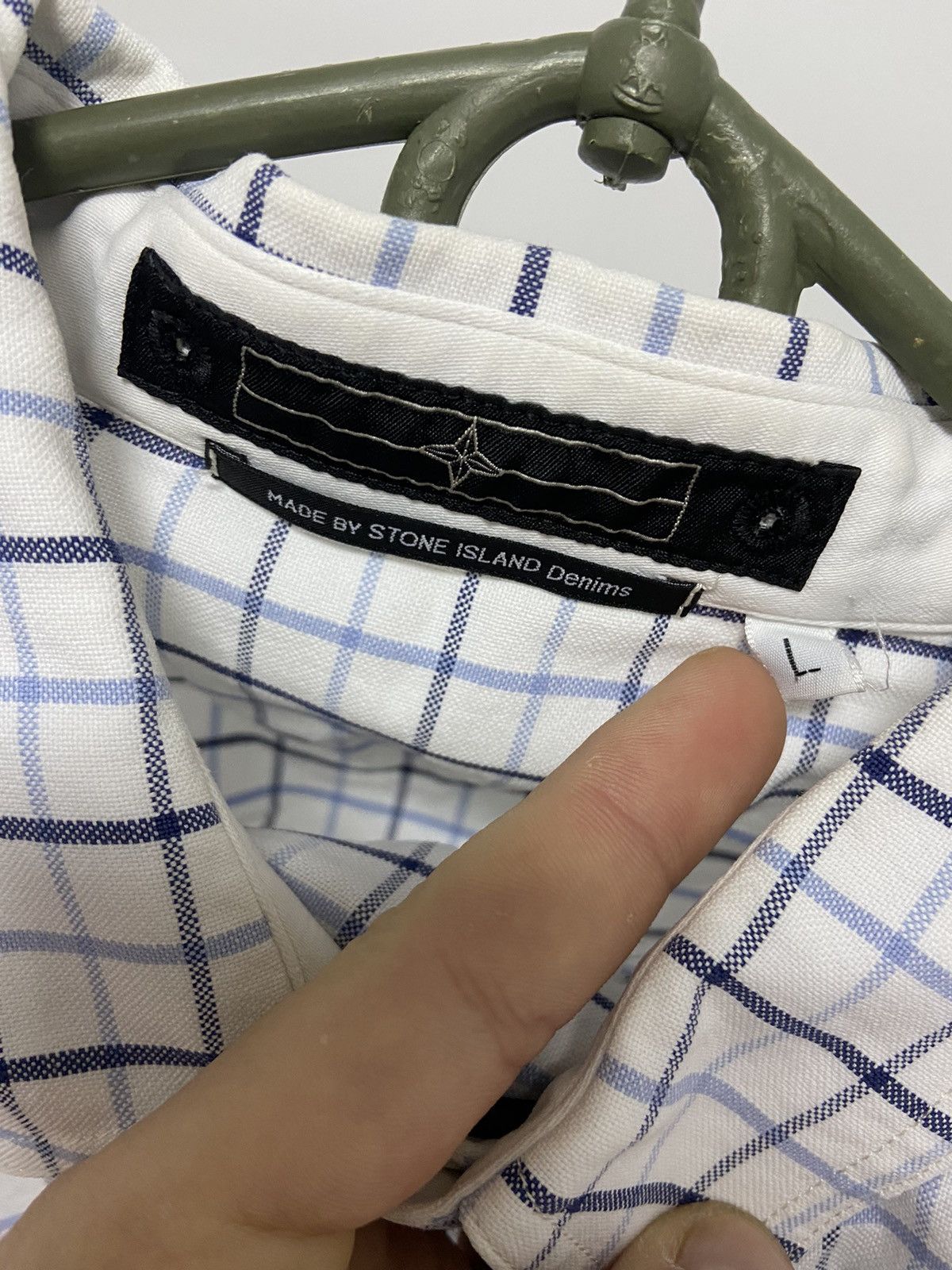 Stone Island × Vintage Stone Island Denims Check Shirt Compass Italy Size US L / EU 52-54 / 3 - 6 Thumbnail