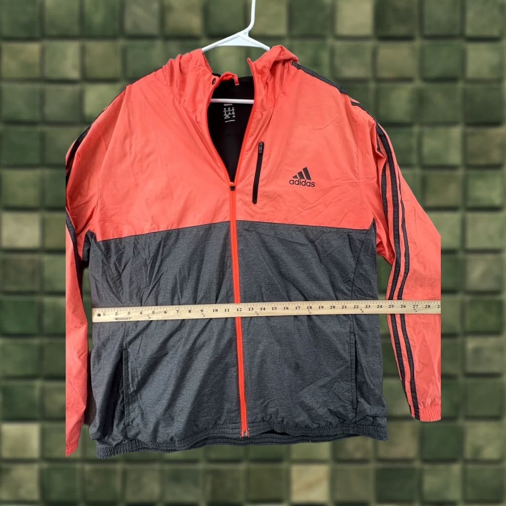 Adidas Adidas Men’s Windbreaker Jacket Hoodie Full Zip 2XL Coral Black Neon Coral Size US XXL / EU 58 / 5 - 1 Thumbnail