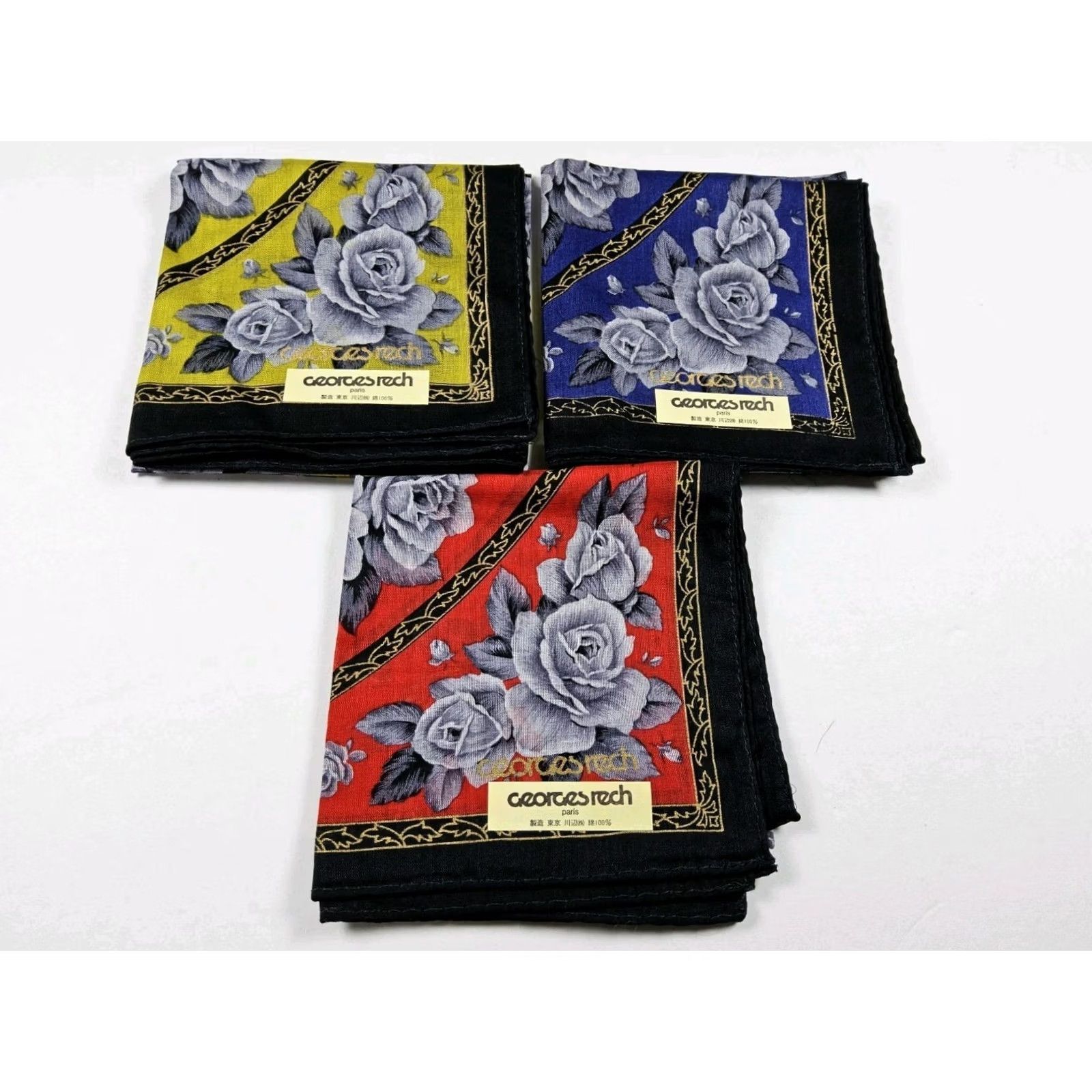 George Georges Rech Handkerchief Neckerchief Bandana Scarf Floral Cotton (3) Women/Men? Size ONE SIZE - 2 Thumbnail