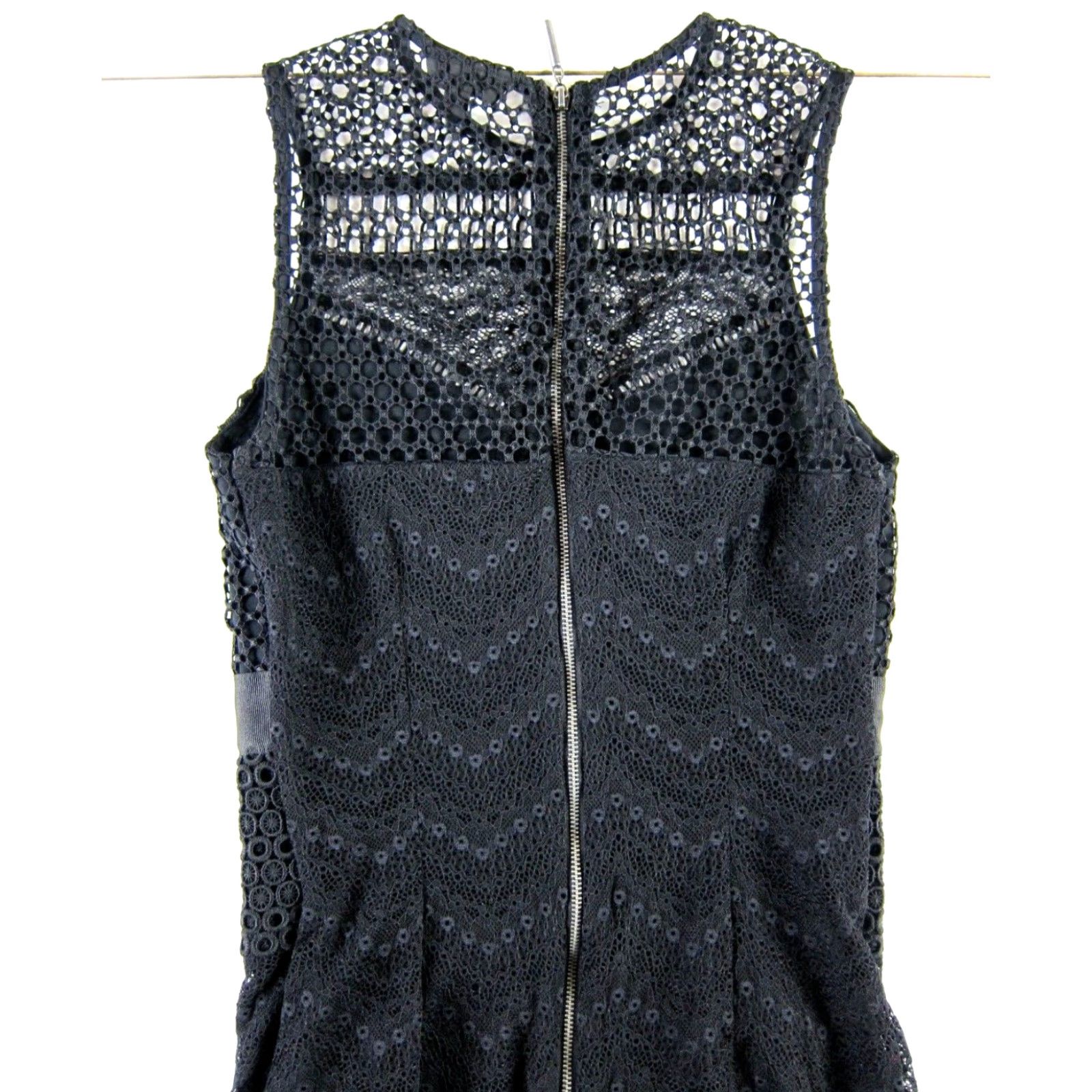 Topshop Topshop Black Crochet Lace Sleeveless Formal Work Midi Sheath Tank Dress 4 Size S / US 4 / IT 40 - 5 Thumbnail