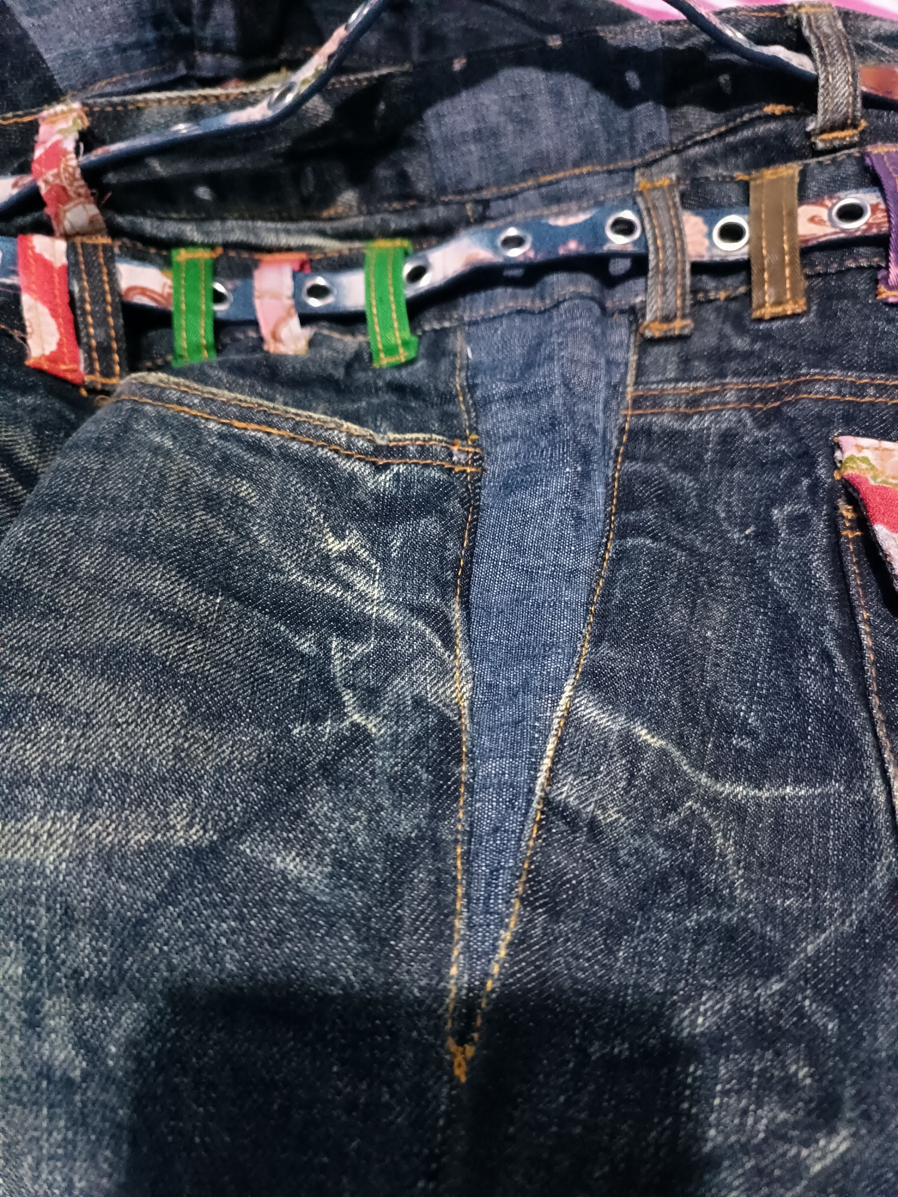 Japanese Brand Vintage Nylaus Distressed Double Waist Bondage Punk Jeans Size US 32 / EU 48 - 6 Thumbnail