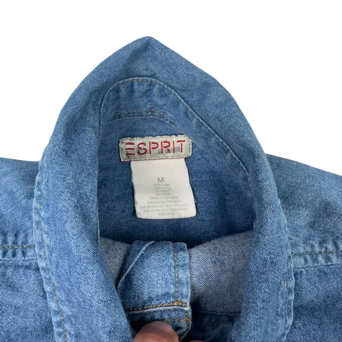 Esprit Vintage Esprit Mens M Denim Shirt Blue 90s Button Up Size US M / EU 48-50 / 2 - 4 Thumbnail