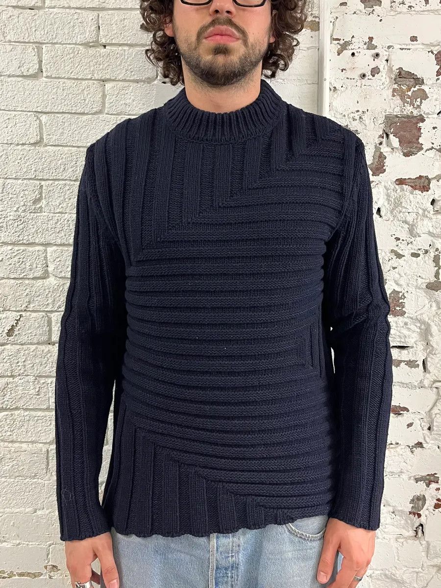 Jil Sander Jil Sander Navy Wool Irregular Sweater Size US M / EU 48-50 / 2 - 2 Thumbnail