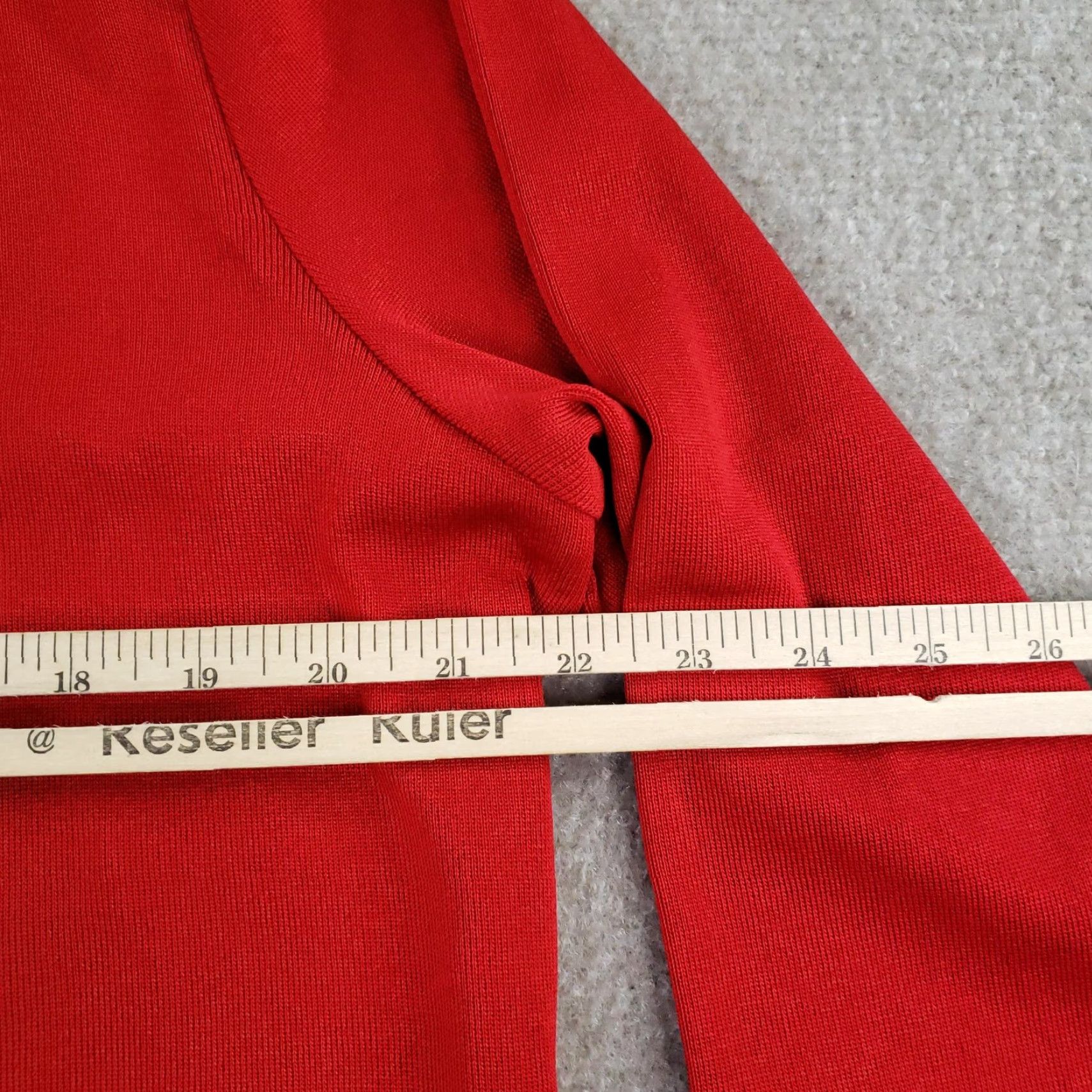Vintage Misook Sweater Womens Large Red Black Long Open Front Cardigan Jacket Knit Size L / US 10 / IT 46 - 3 Thumbnail