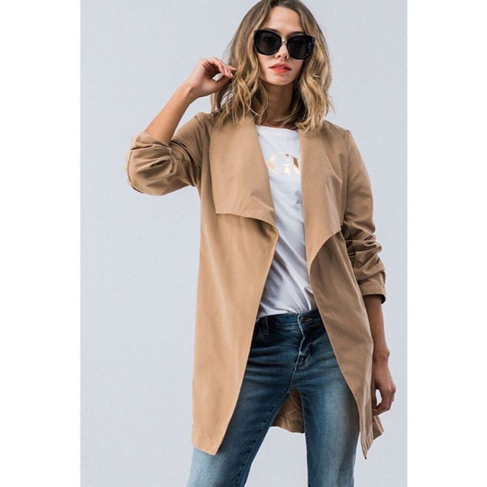 Other • A116 • (L) NWT Oversize Collar Belted Trench Light Jacket Size L / US 10 / IT 46 - 2 Thumbnail