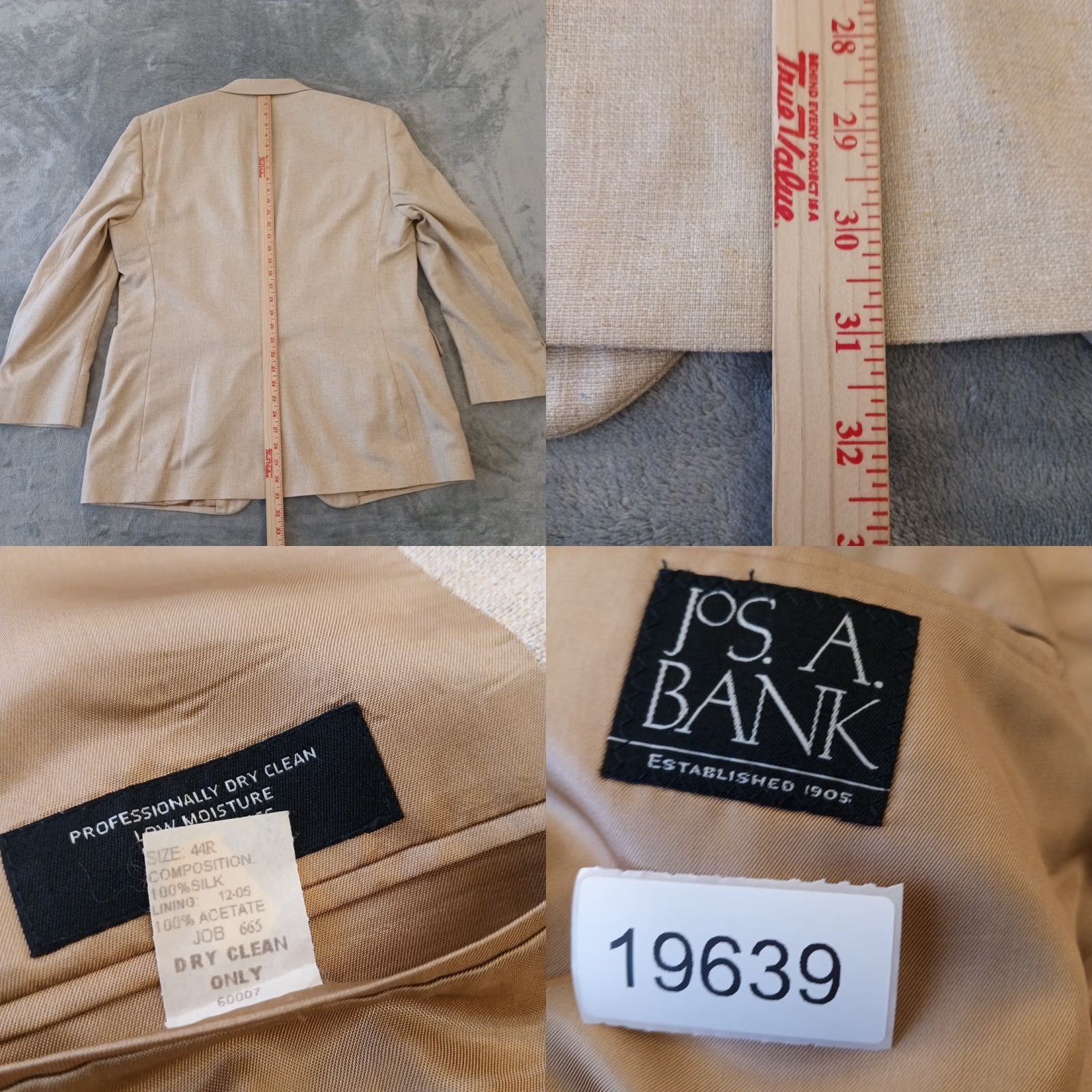 Jos. A. Bank Jos A Bank Blazer Mens 44 Beige Silk Two Button Single Vent Plaid Notch Lapel 2 Piece Jacket Coat Regular Raglan? Size 44R - 8 Thumbnail