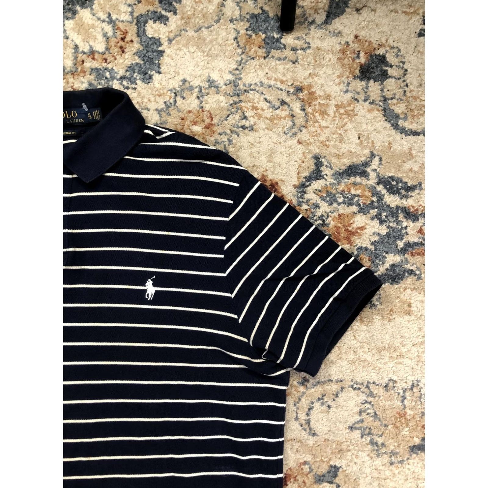 Polo Ralph Lauren Polo Ralph Lauren Polo Shirt Mens XL Blue Stripe Custom Fit Pony Logo Casual Size US XL / EU 56 / 4 - 4 Thumbnail
