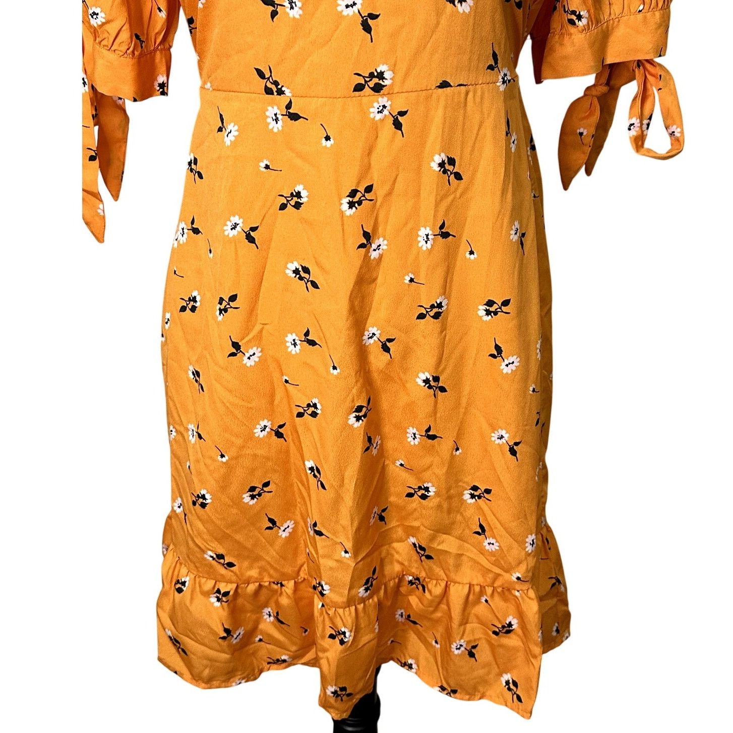 Other Vero Mada Women Orange Floral Tie Short Sleeve Mini Dress XS Size XS / US 0-2 / IT 36-38 - 4 Thumbnail