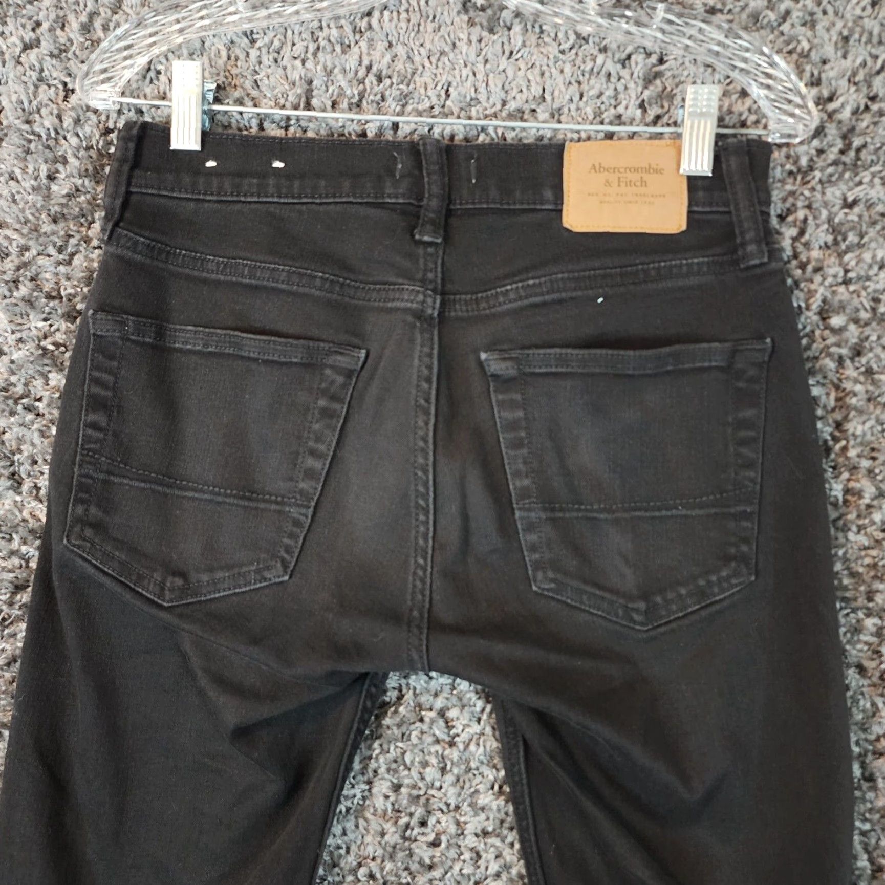 Abercrombie & Fitch ABERCROMBIE & FITCH Men's Black Stretch Skinny Distressed Jeans 28x30 Regular Size US 28 / EU 44 - 5 Thumbnail