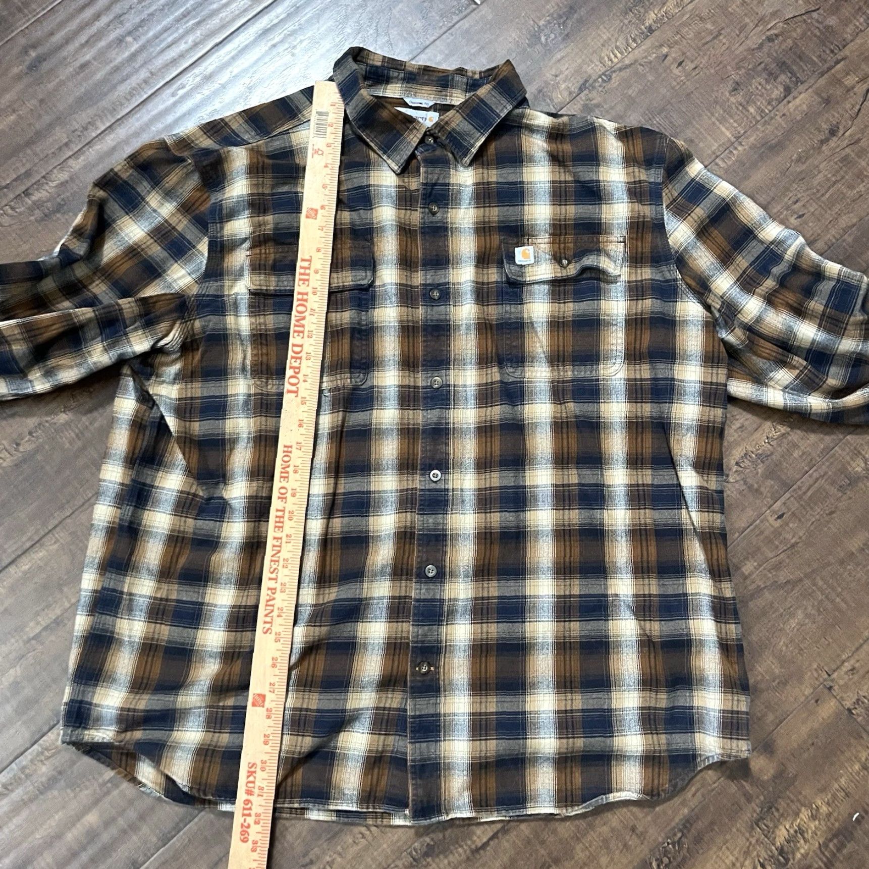 Carhartt Carhartt Shirt Plaid Flannel Button-Up Long Sleeve Mens 2XL Brown Size US XXL / EU 58 / 5 - 6 Thumbnail