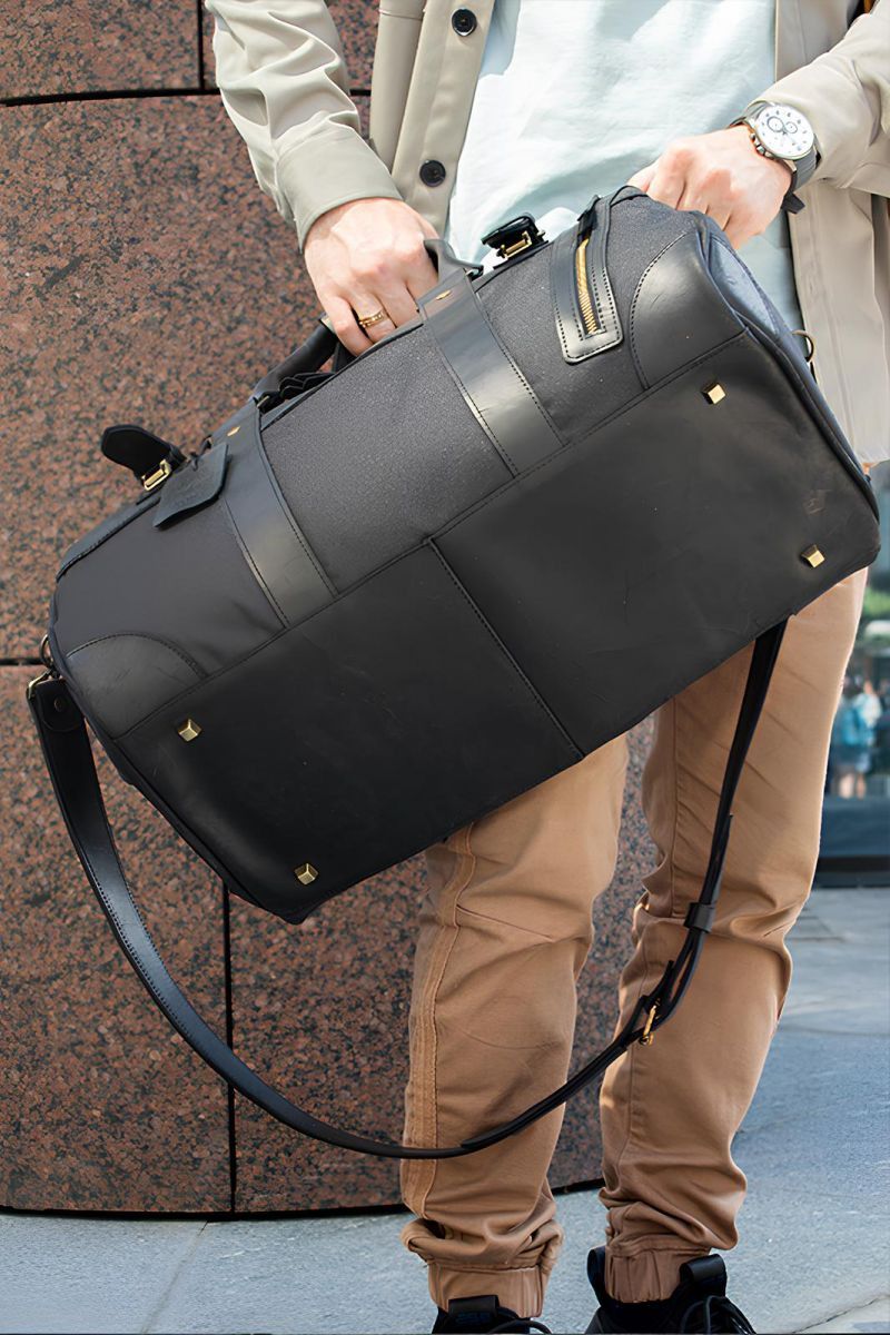 Handmade Genuine leather and thick canvas. Leather Weekender Size ONE SIZE - 7 Thumbnail