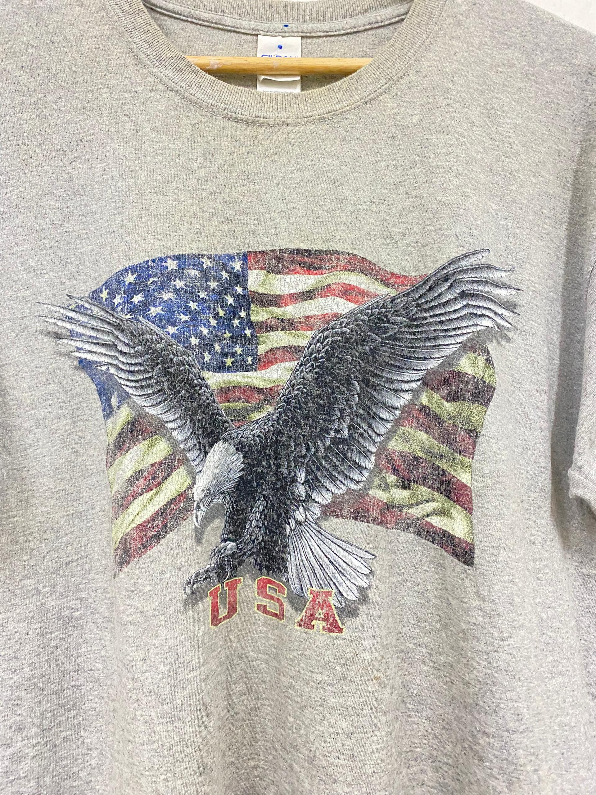 Vintage VTG American Eagles USA flag t shirt Size US L / EU 52-54 / 3 - 3 Thumbnail
