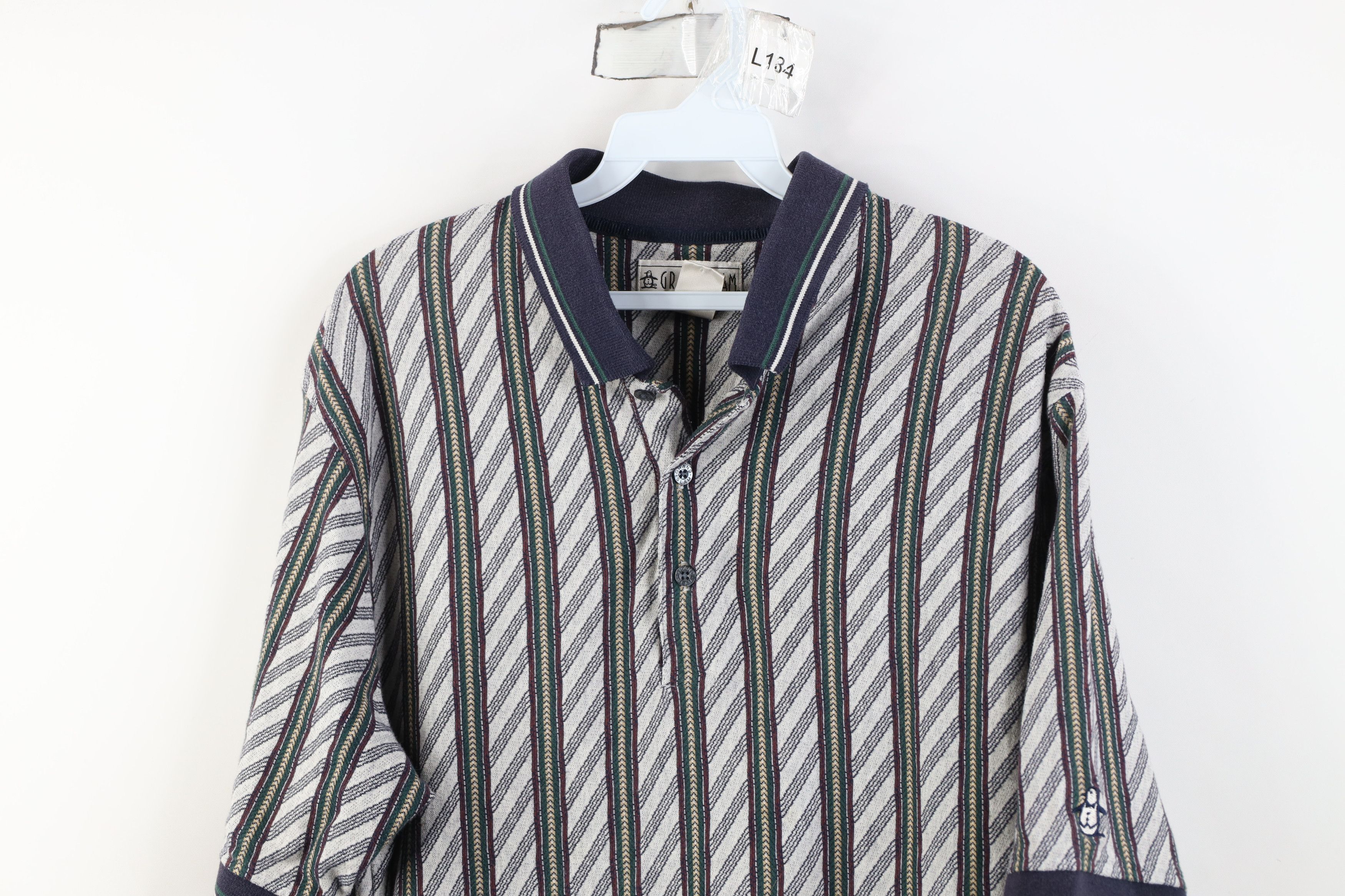 Vintage Vintage 90s Streetwear Striped Knit Collared Golf Polo Size US L / EU 52-54 / 3 - 2 Thumbnail