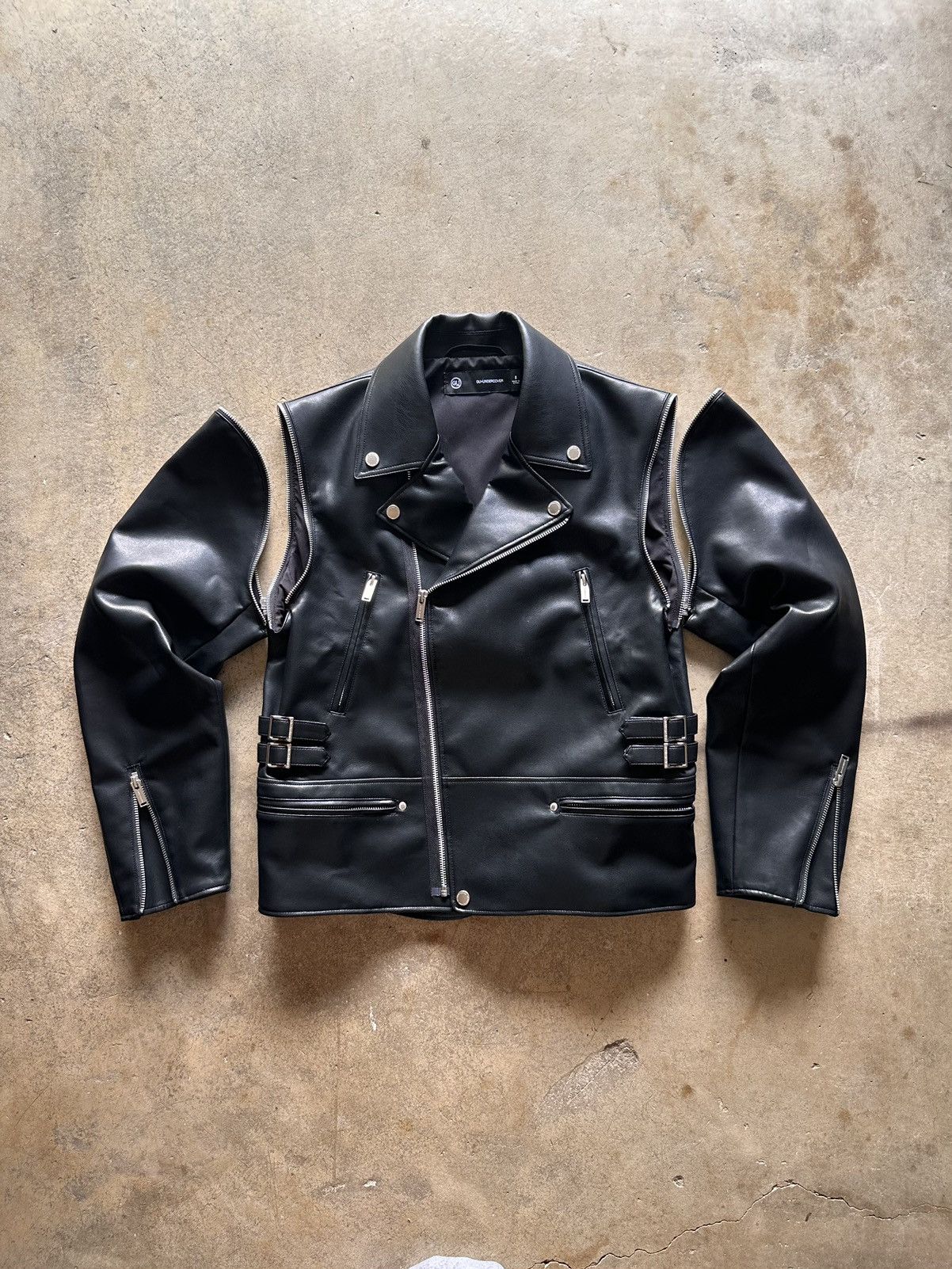 Image of Ss24 Gu x Undercover Detachable Leather Jacket in Black, Men's (Size Small)