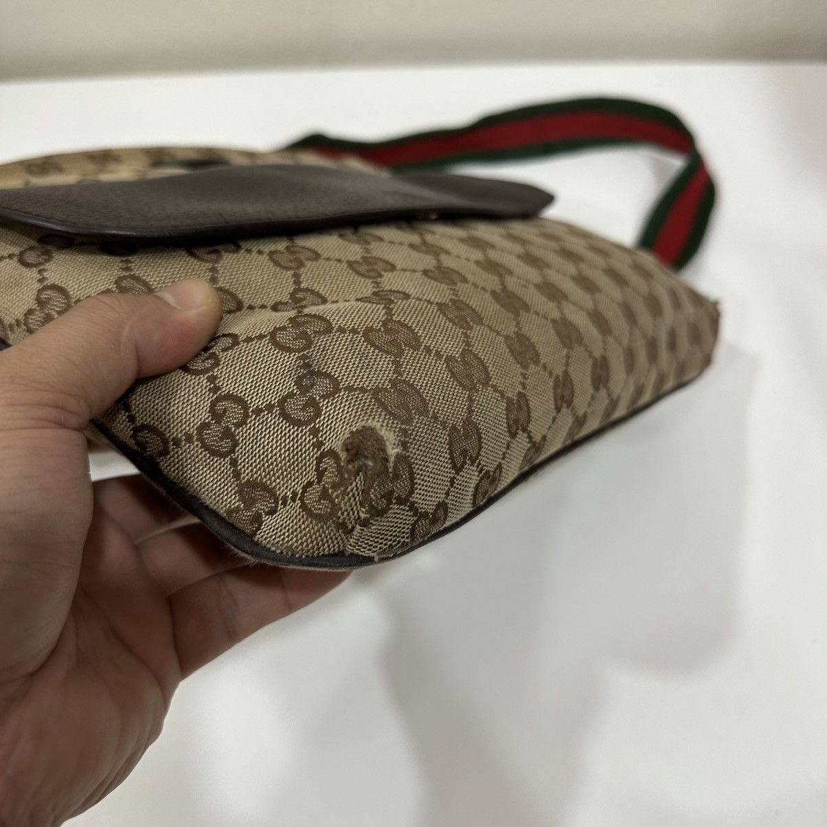 Gucci ‼️LD‼️GUCCI GG CANVAS WEB MESENGGER BAG LEATHER FLAP POCKET 3 Size ONE SIZE - 8 Thumbnail