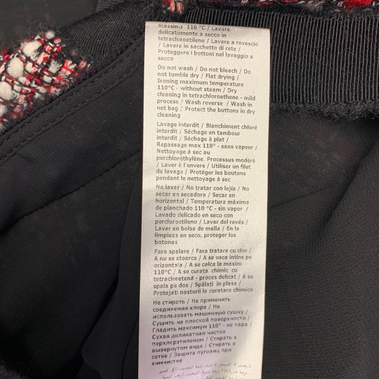 Other Black Red White Wool Blend Boucle Single Breasted Coat Size L / US 10 / IT 46 - 7 Thumbnail