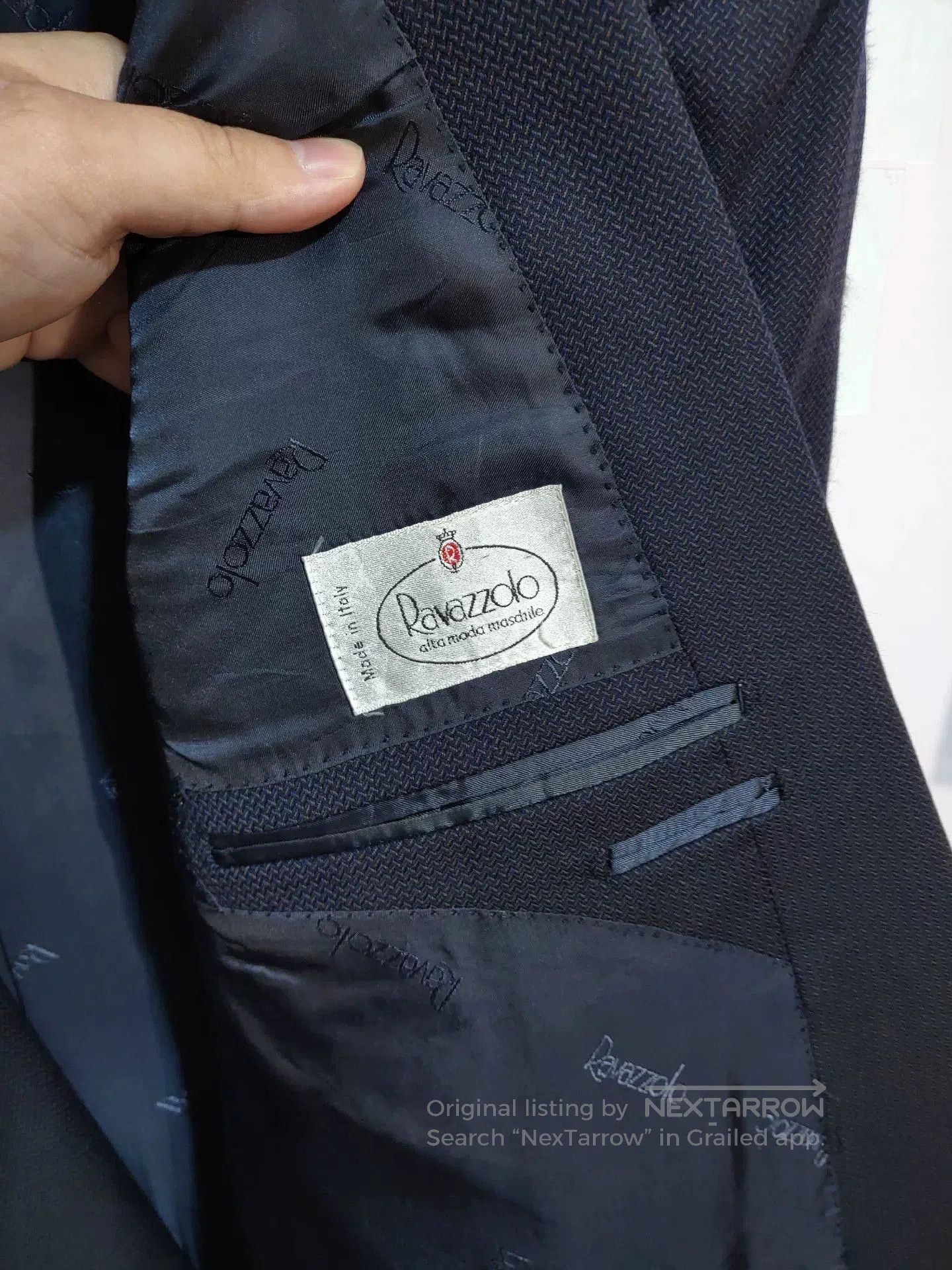 Ravazzolo Italian Double-Breasted Wool Suit. Size US L / EU 52-54 / 3 - 4 Thumbnail