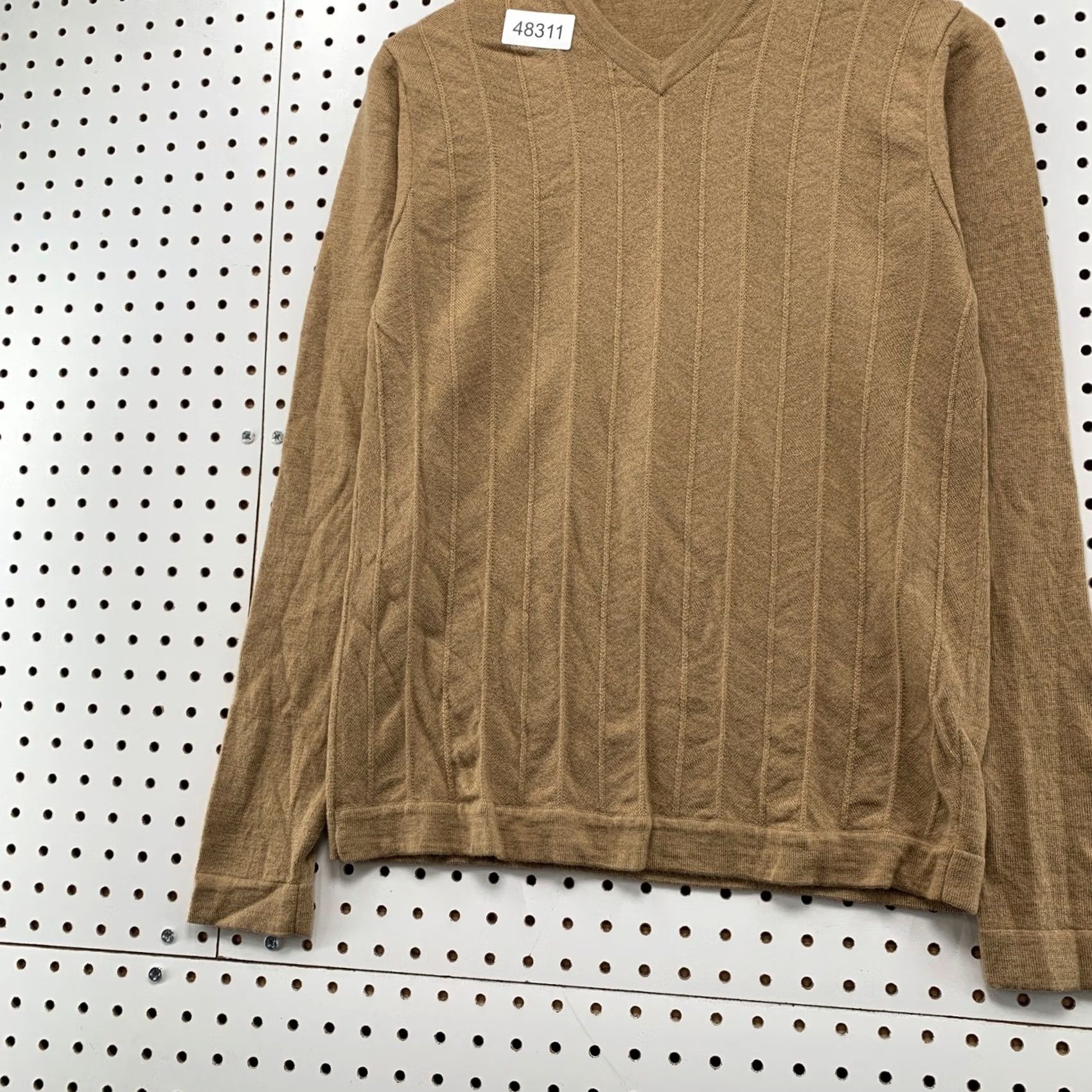 Banana Republic Banana Republic Men M Camel Tan 100% Extra Fine Merino Wool V-Neck Sweater Size US M / EU 48-50 / 2 - 5 Thumbnail