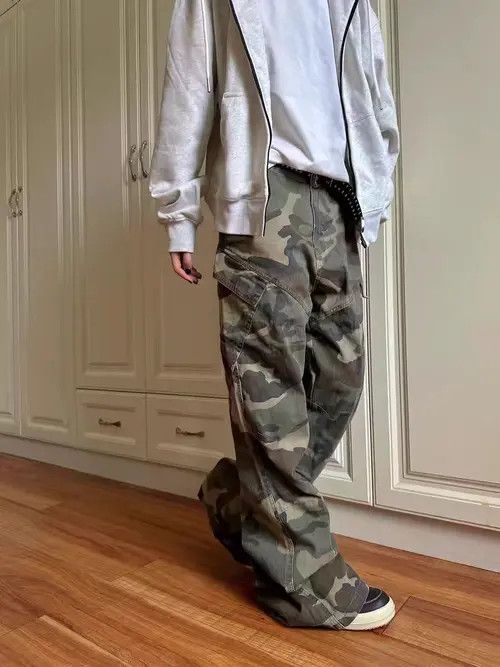 VIBE Camouflage Y2K Street Hip Hop Micro Flare Work Pants Size US 34 / EU 50 - 7 Thumbnail