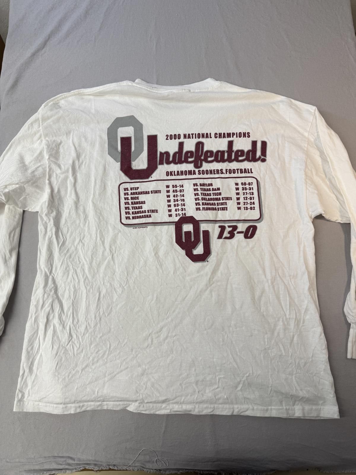 Designer VTG Oklahoma Sooners LS T-shirt Undefeated 2000 Champs XXL Size US XXL / EU 58 / 5 - 2 Thumbnail