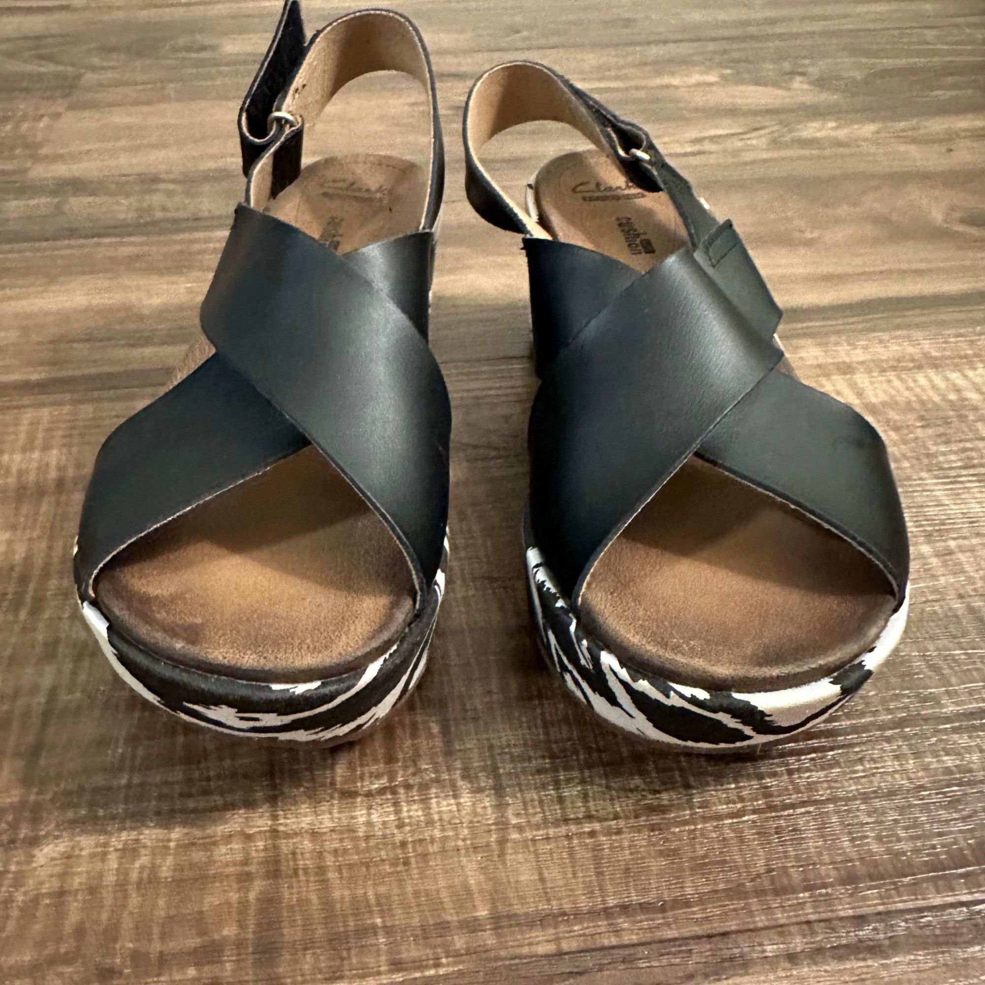 Clarks Clarks Stasha Hale Wedge Slingback strap black/whiteSz 7 Size US 7 / IT 37 - 8 Thumbnail