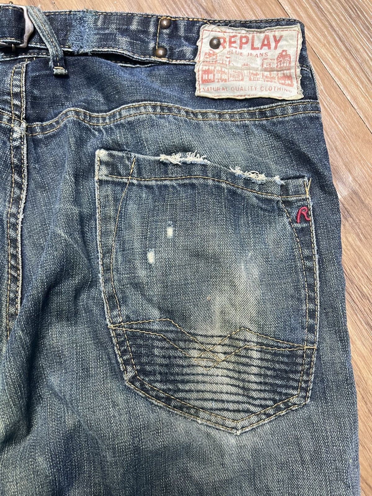 Replay VINTAGE Replay Blue Jeans Distressed Denim Straight Leg (45) Size US 34 / EU 50 - 17 Thumbnail