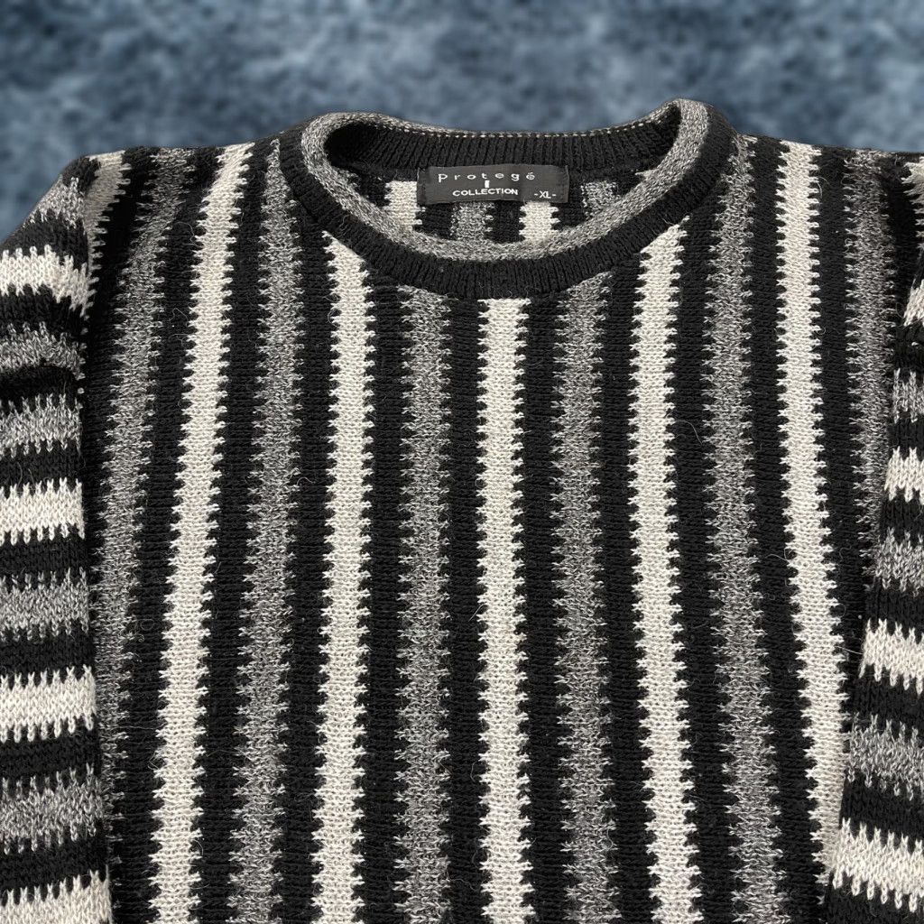 Coogi VINTAGE Protege Sweater Mens XL Gray 90s Coogi Style Abstract Knit Pullover Crew Neck Striped All Seasons Size US XL / EU 56 / 4 - 1 Thumbnail