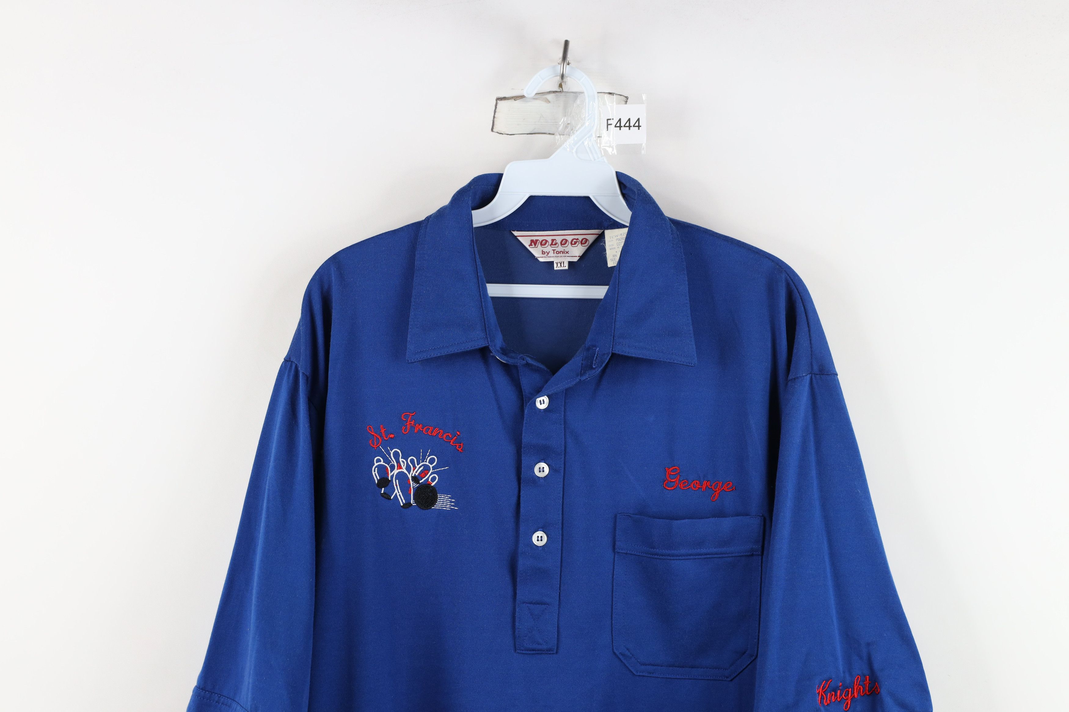 Vintage Vintage 70s 80s St Francis Bowling Collared Polo Shirt Blue Size US XXL / EU 58 / 5 - 2 Thumbnail