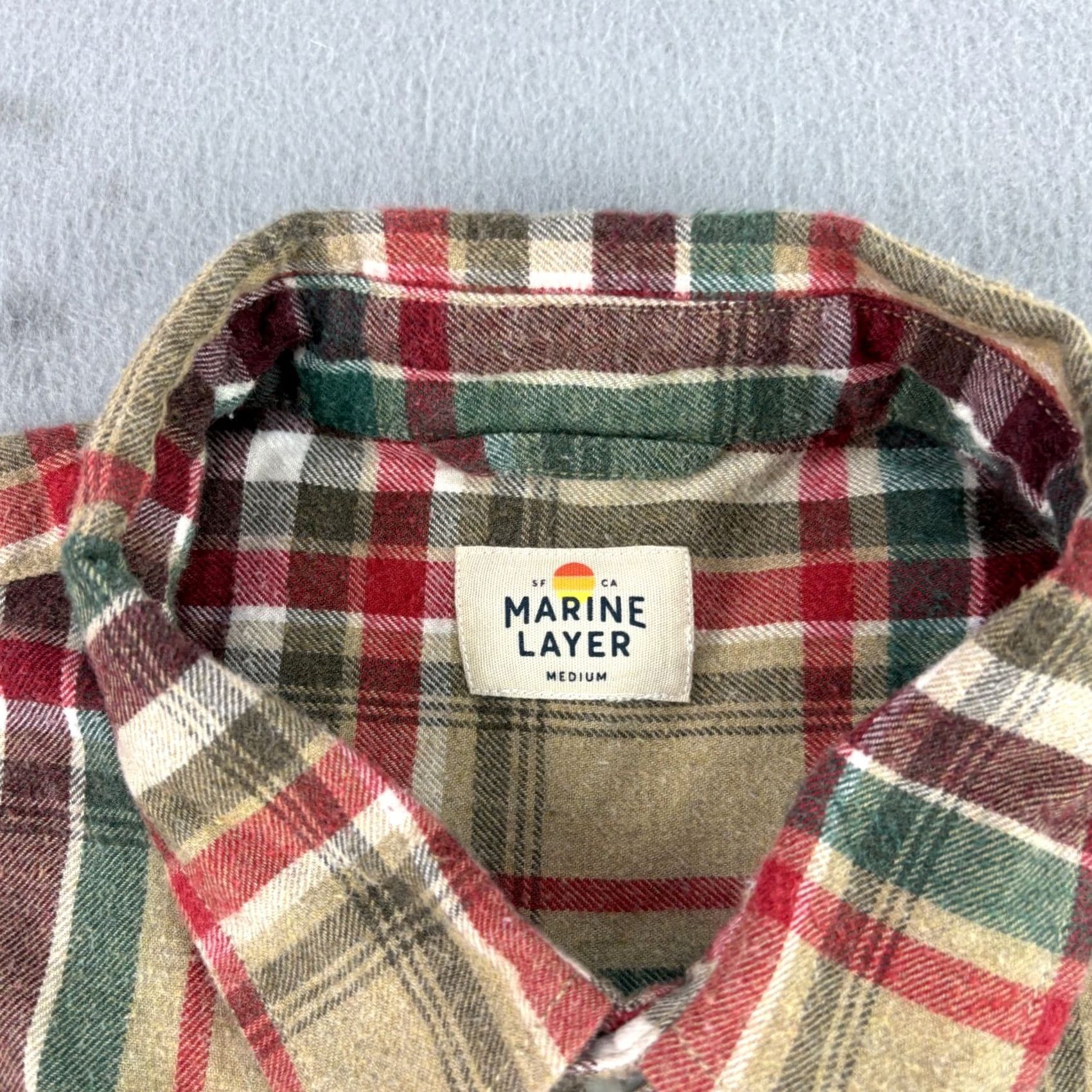 Marine Layer Marine Layer Shirt Mens M Brown Plaid Flannel Button-Up Lightweight Casual Regular Collar Spread Long Sleeve Button-Up Size US M / EU 48-50 / 2 - 4 Thumbnail