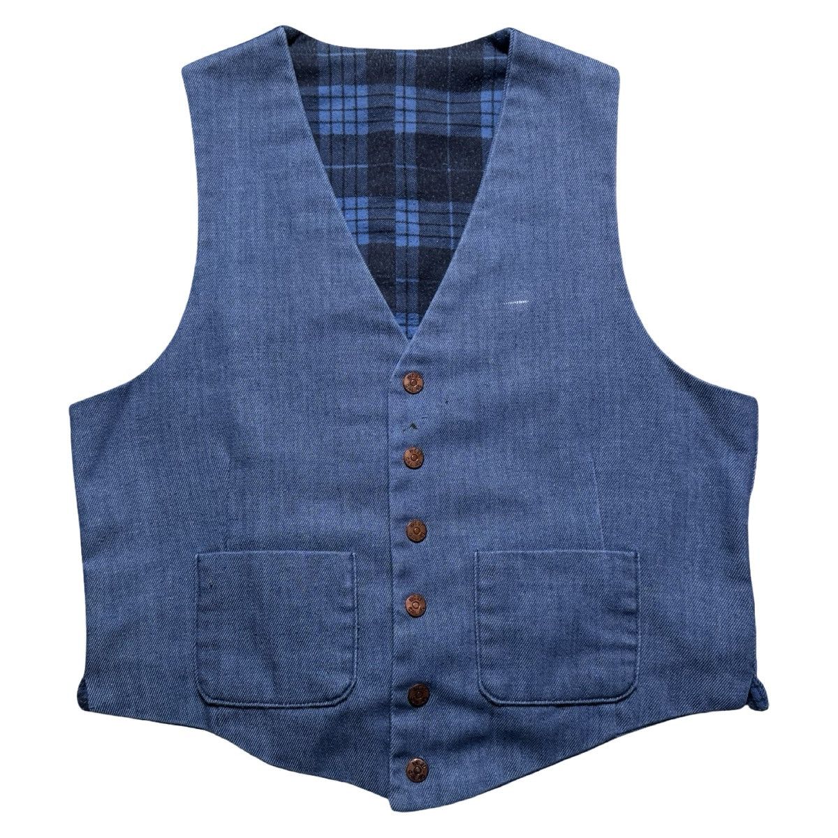 Vintage Vintage West Cal 45 Denim Snap Buttom Vest Plaid M Cinch Size US M / EU 48-50 / 2 - 1 Thumbnail