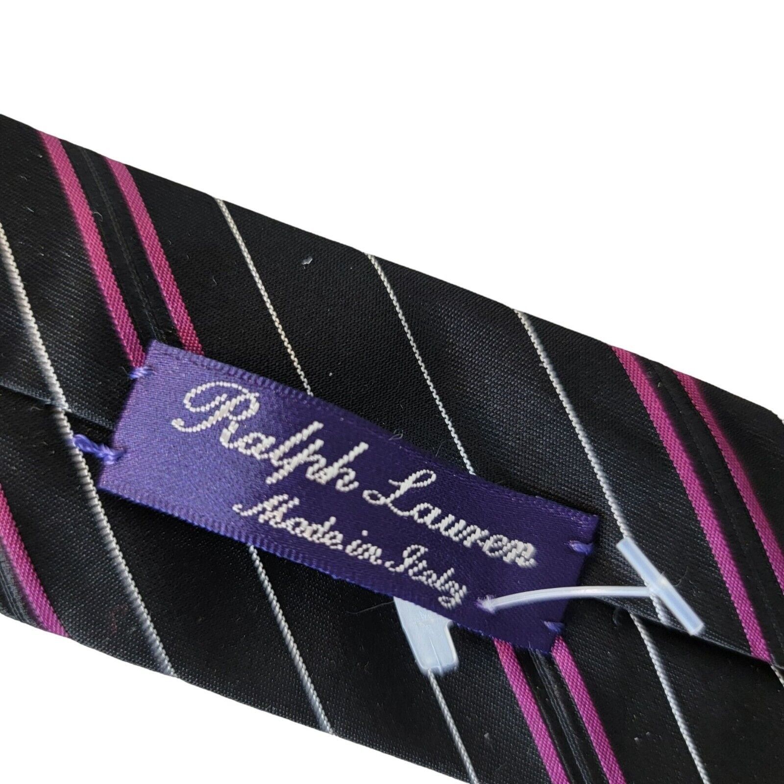 Ralph Lauren Ralph Lauren Purple Label 100% Silk Repp Neck Tie Mens Black Size ONE SIZE - 10 Thumbnail