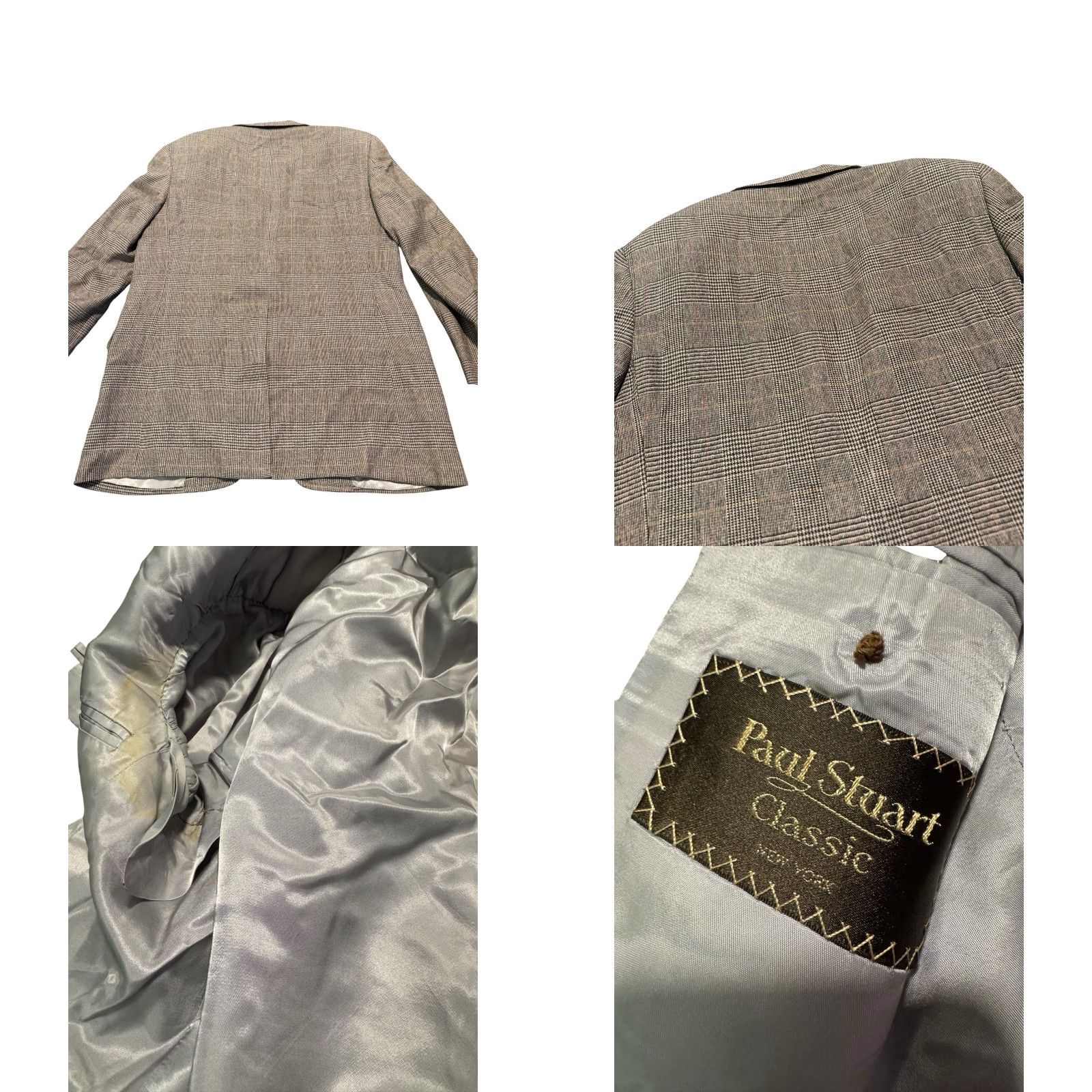 Paul Stuart VINTAGE Paul Stuart Sport Coat Blazer Glen Plaid Wool 44/42 Made In USA Men Jacket Notch Lapel Two-Button Long Beige Wool Coat FX? Size 42R - 8 Thumbnail