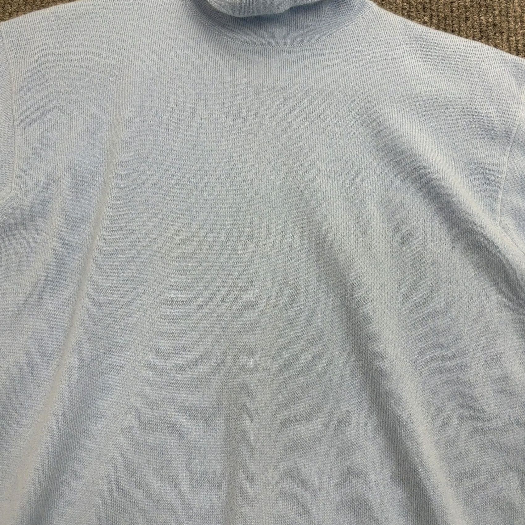 Vintage William Lockie Sweater Womens M Blue Cashmere Short Sleeve Turtleneck Size M / US 6-8 / IT 42-44 - 2 Thumbnail