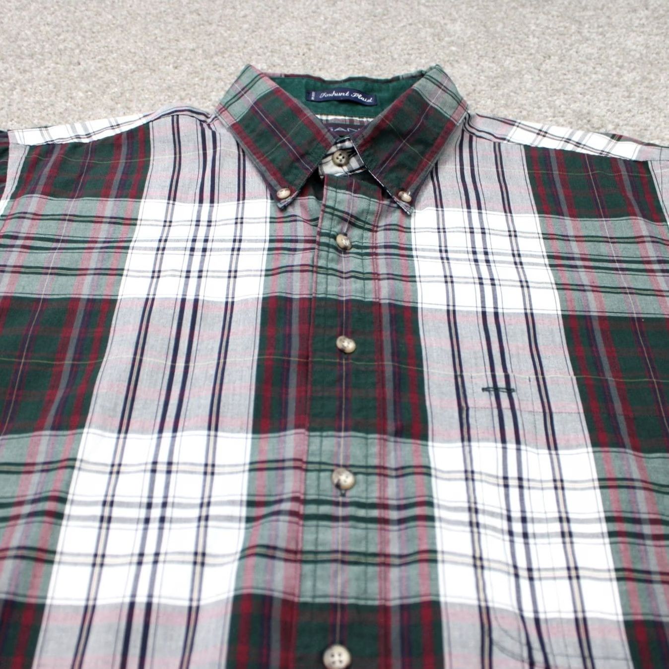 Gant GANT Shirt Mens Large Red & Green Plaid Button-Up Long Sleeve Cotton/Poly Twill Size US L / EU 52-54 / 3 - 5 Thumbnail