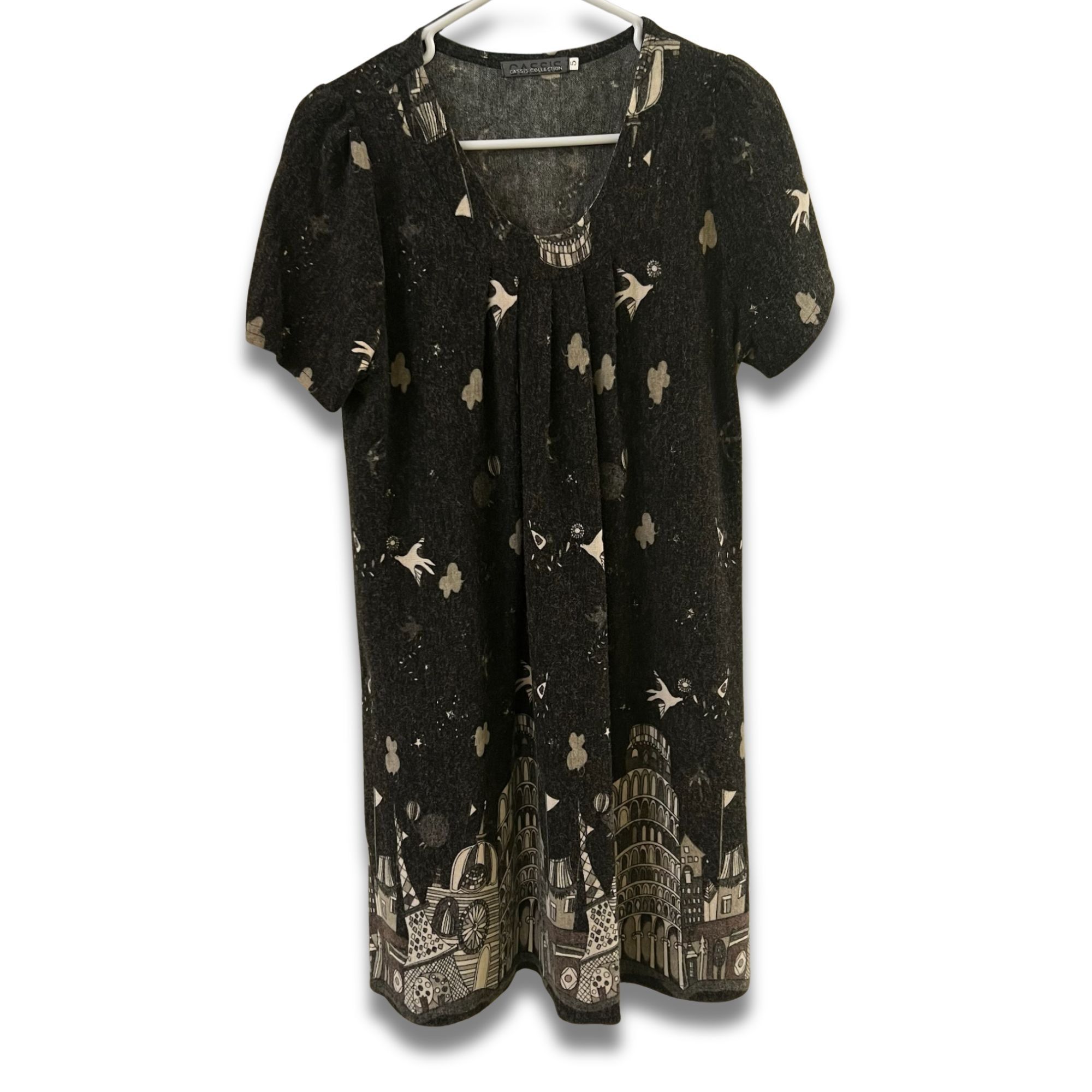 Other Cassis Collection Graphic Print Short Sleeve Black Dress Siz Size M / US 6-8 / IT 42-44 - 2 Thumbnail