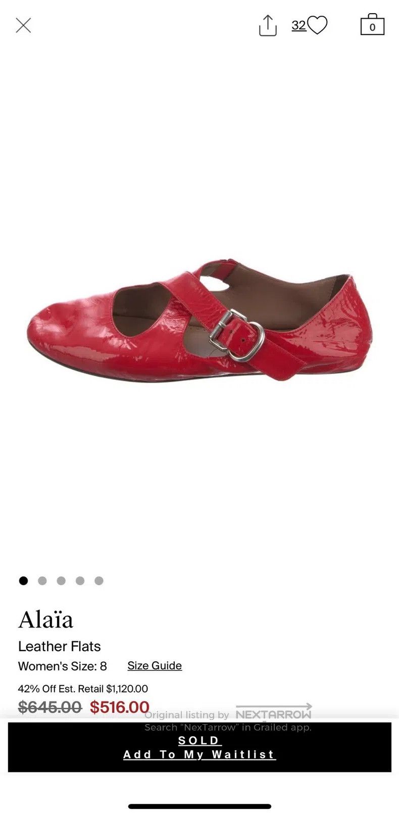 Alaia Alaia Red Cross-Strap Flat Shoes Size US 7.5 / IT 37.5 - 7 Thumbnail